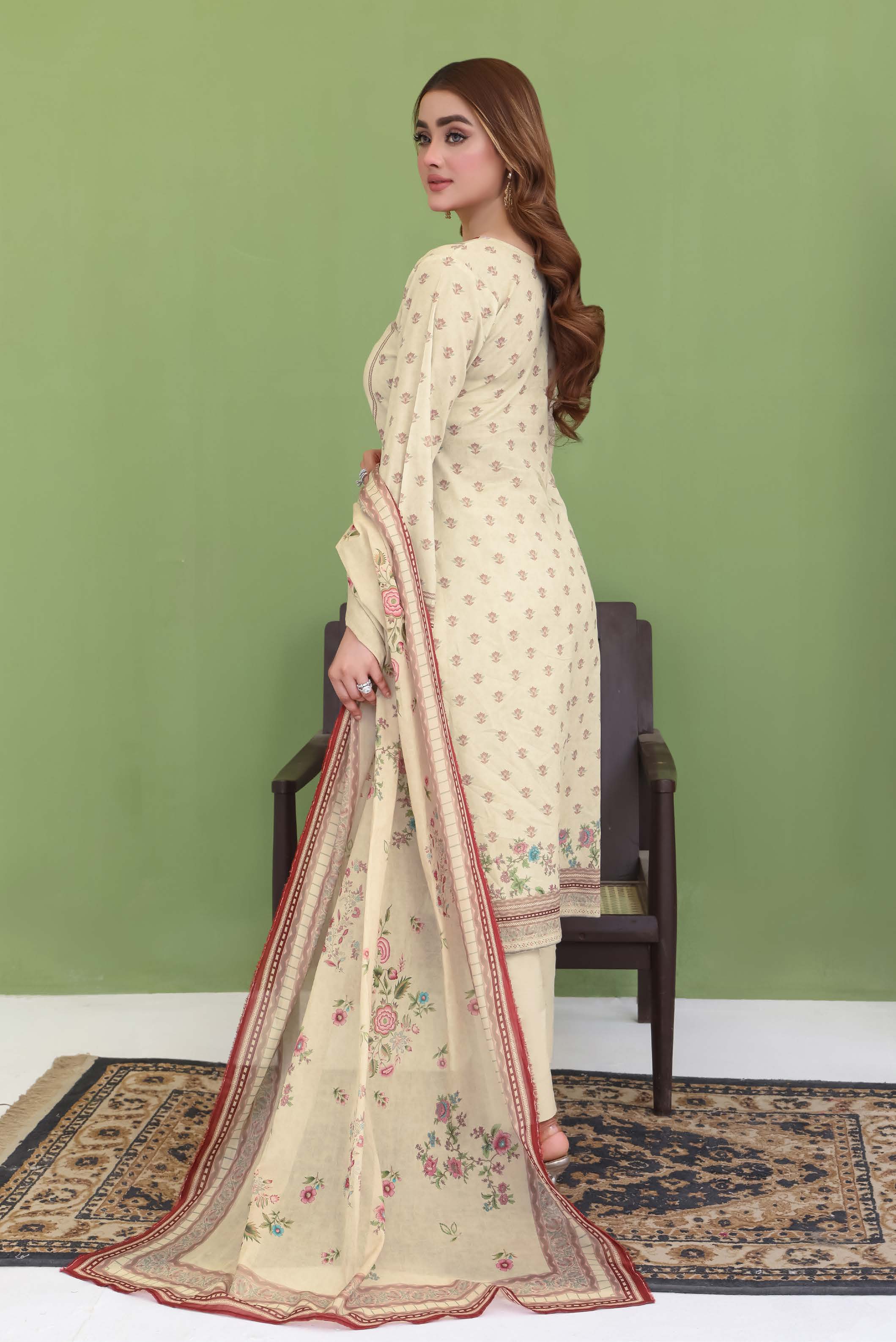 Unstitched 3-Piece Premium Digital Printed Lawn Suite D-02