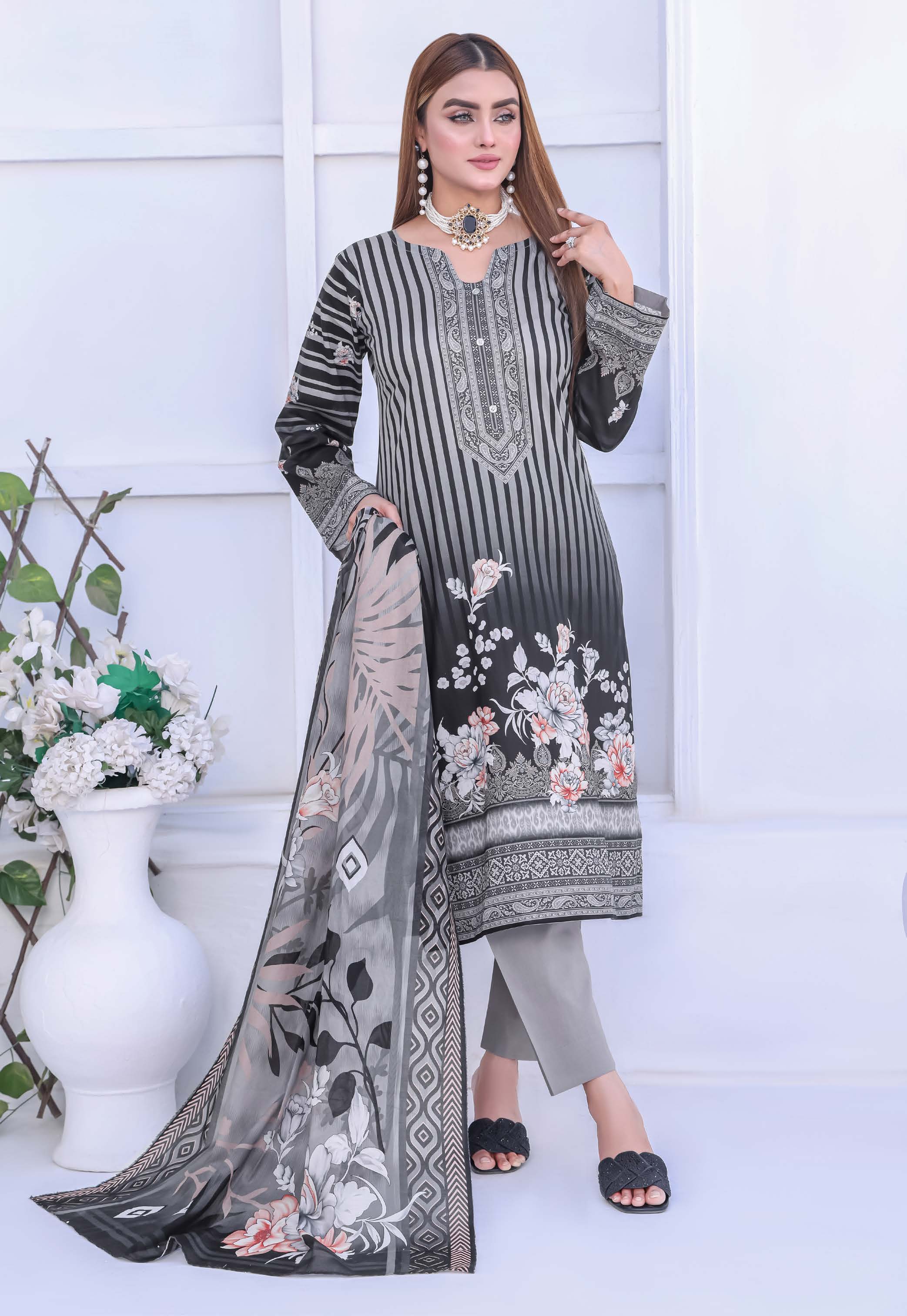 Unstitched 3-Piece Premium Digital Printed Lawn Suite D-03