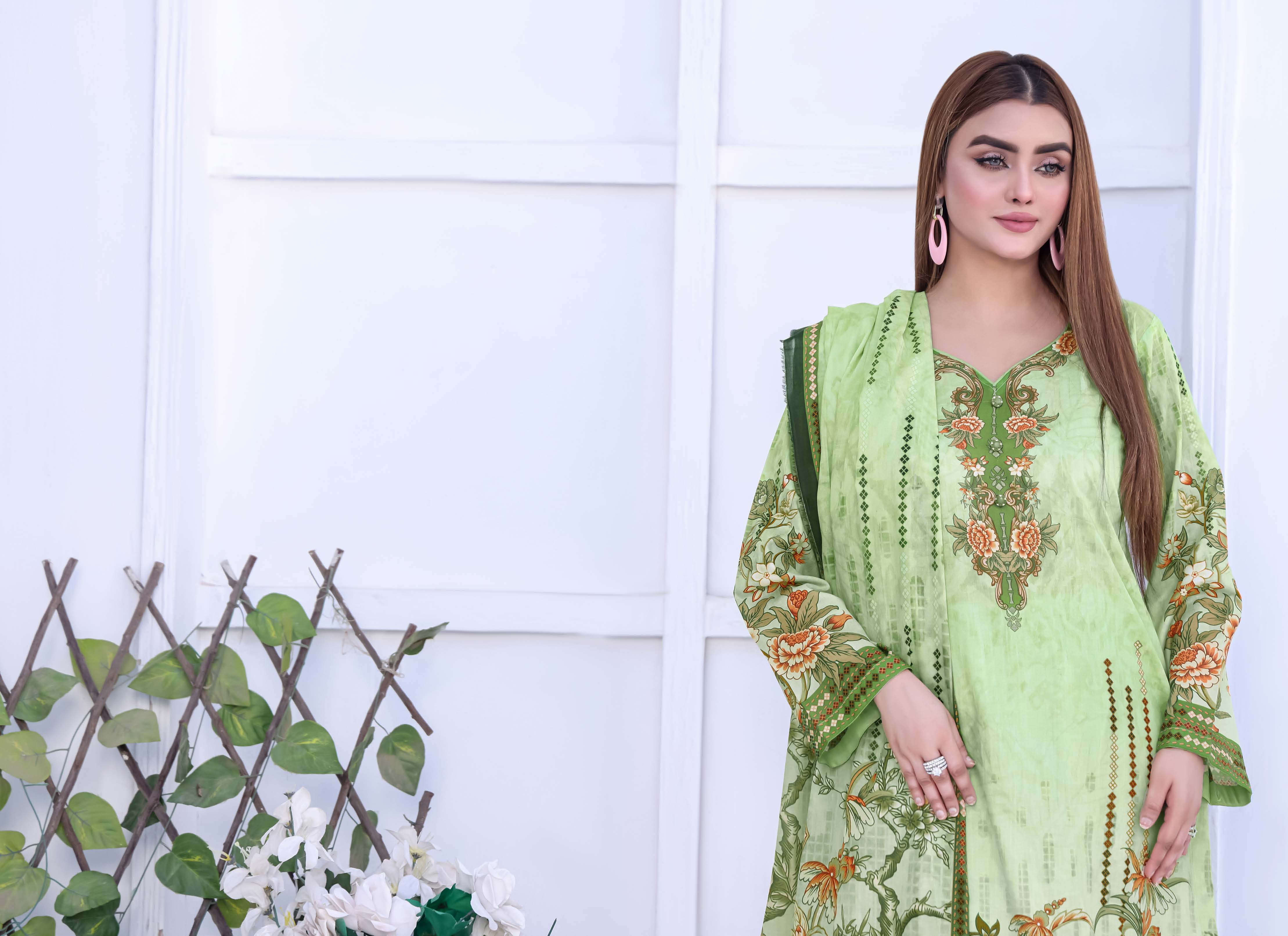 Unstitched 3-Piece Premium Digital Printed Lawn Suite D-04