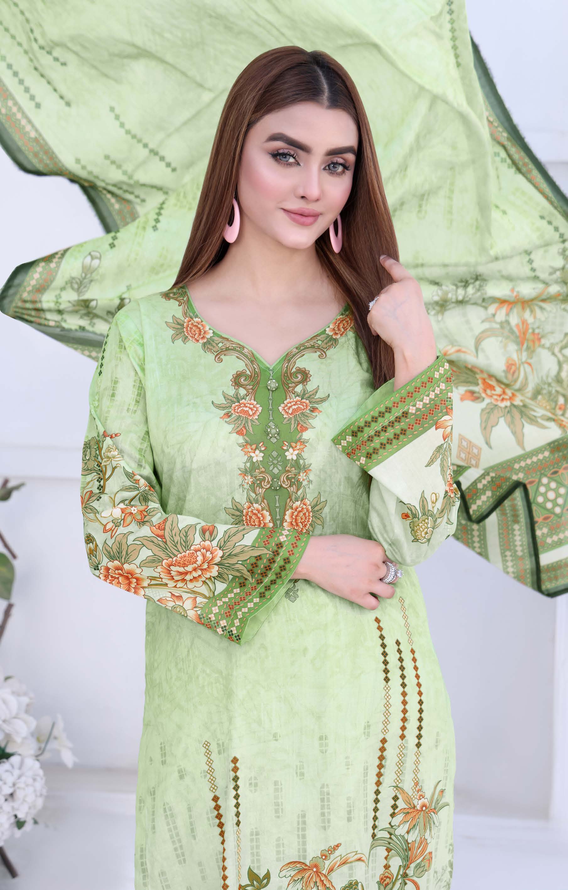 Unstitched 3-Piece Premium Digital Printed Lawn Suite D-04