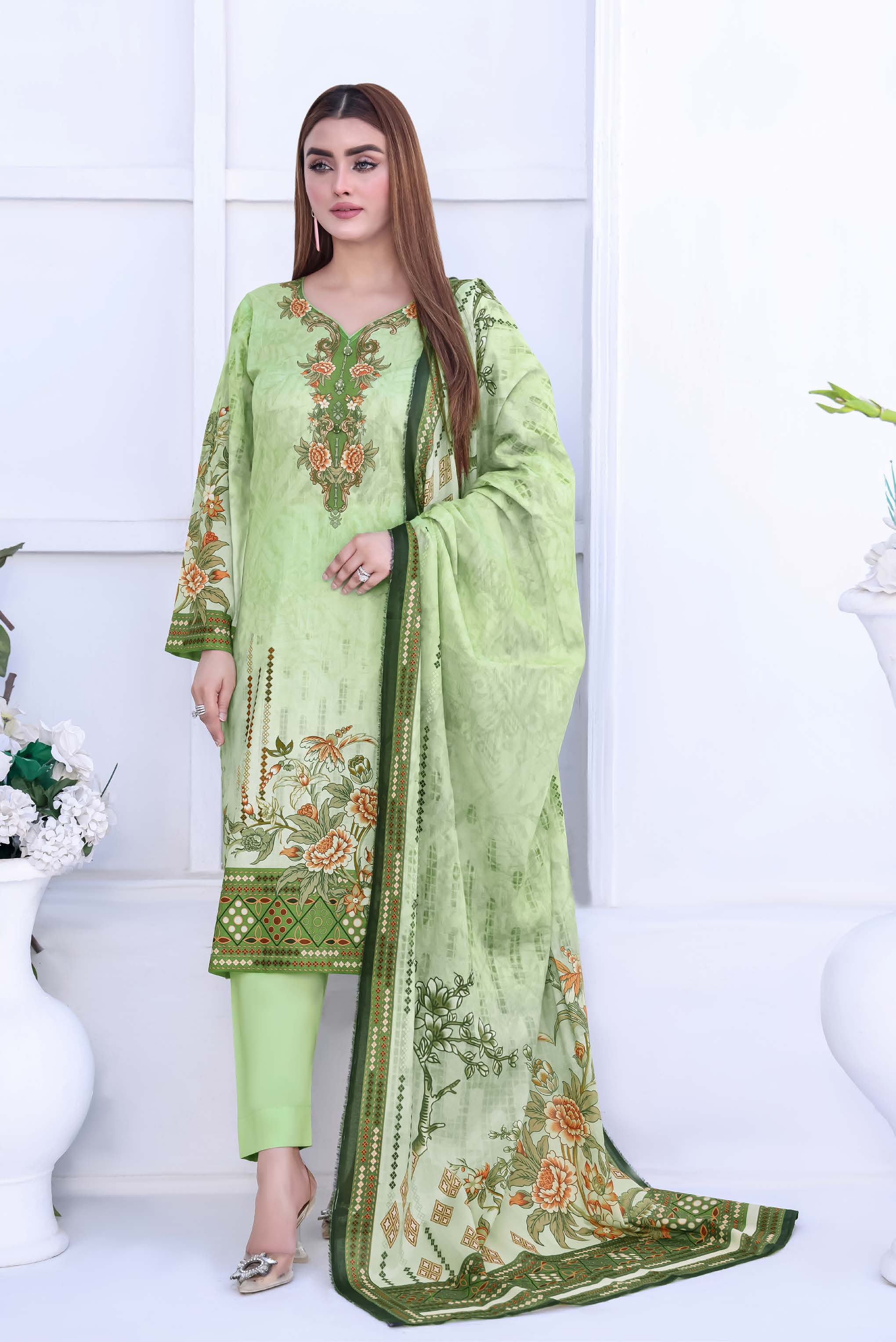 Unstitched 3-Piece Premium Digital Printed Lawn Suite D-04