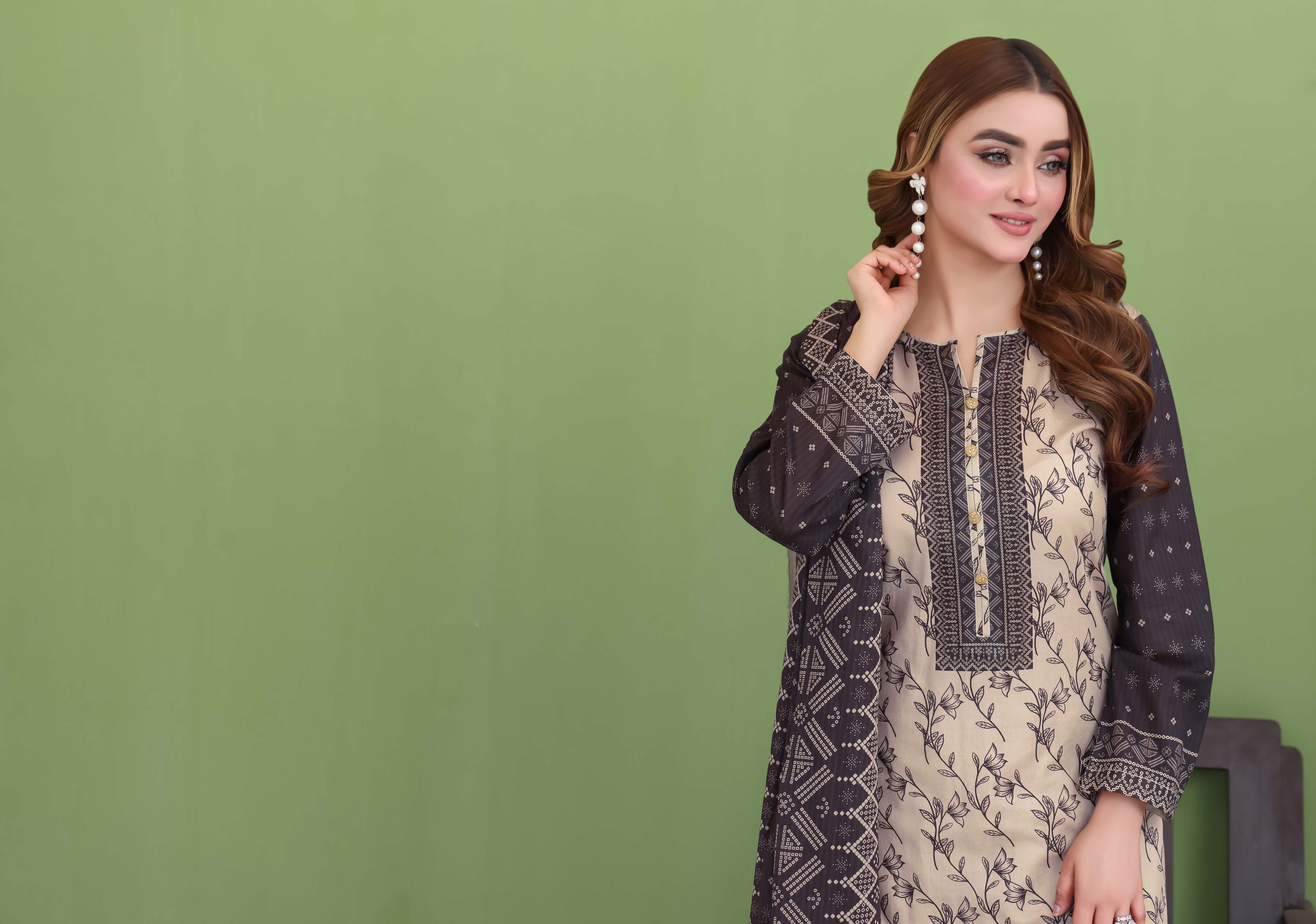 Unstitched 3-Piece Premium Digital Printed Lawn Suite D-05