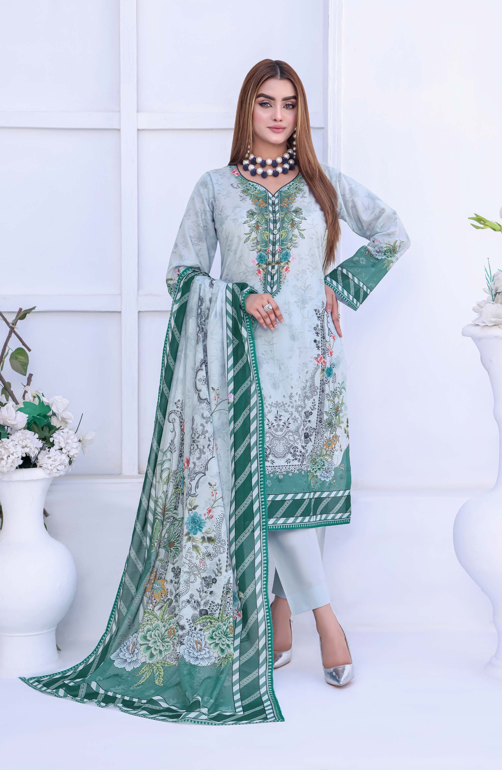 Unstitched 3-Piece Premium Digital Printed Lawn Suite D-06