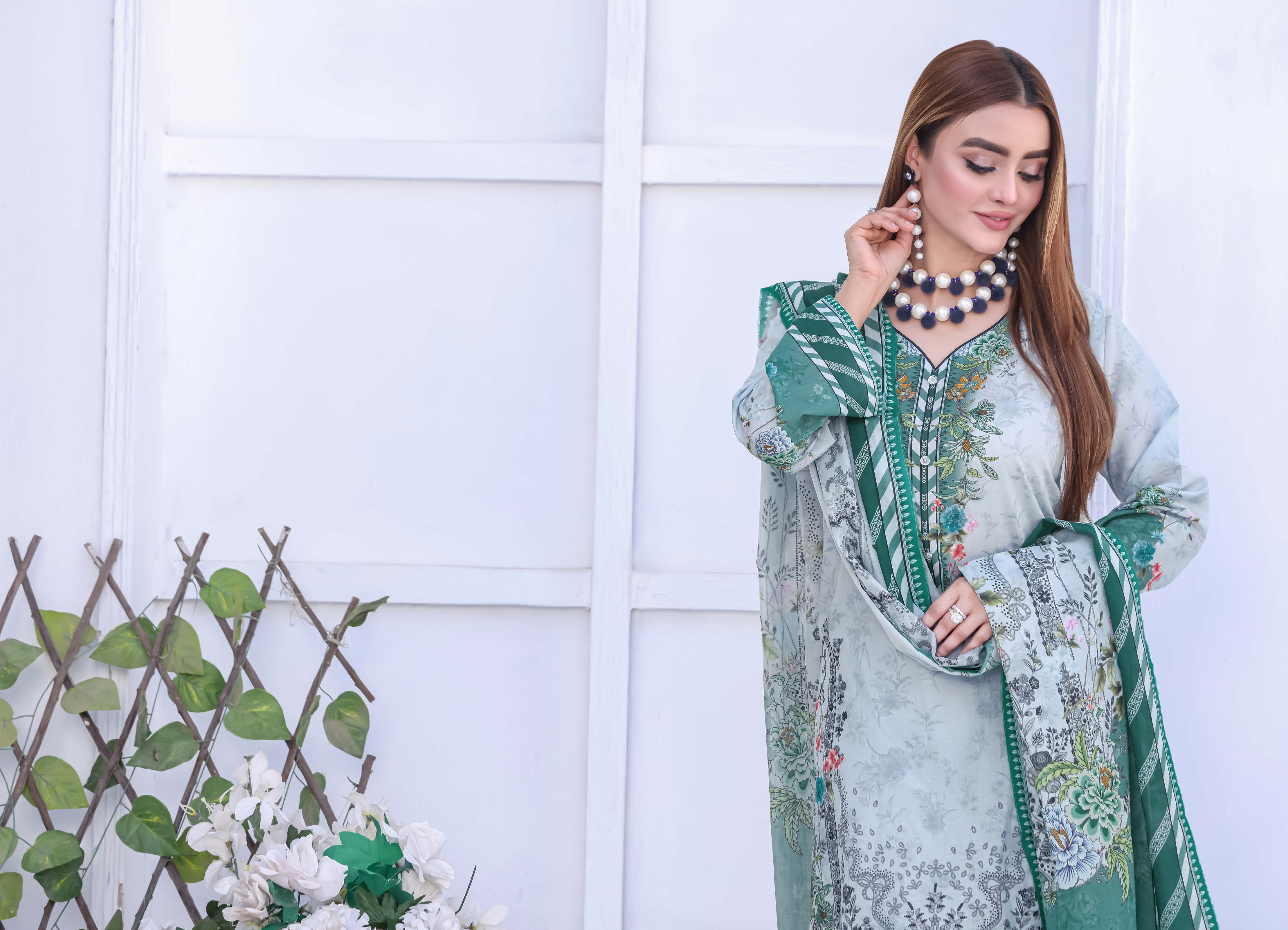 Unstitched 3-Piece Premium Digital Printed Lawn Suite D-06