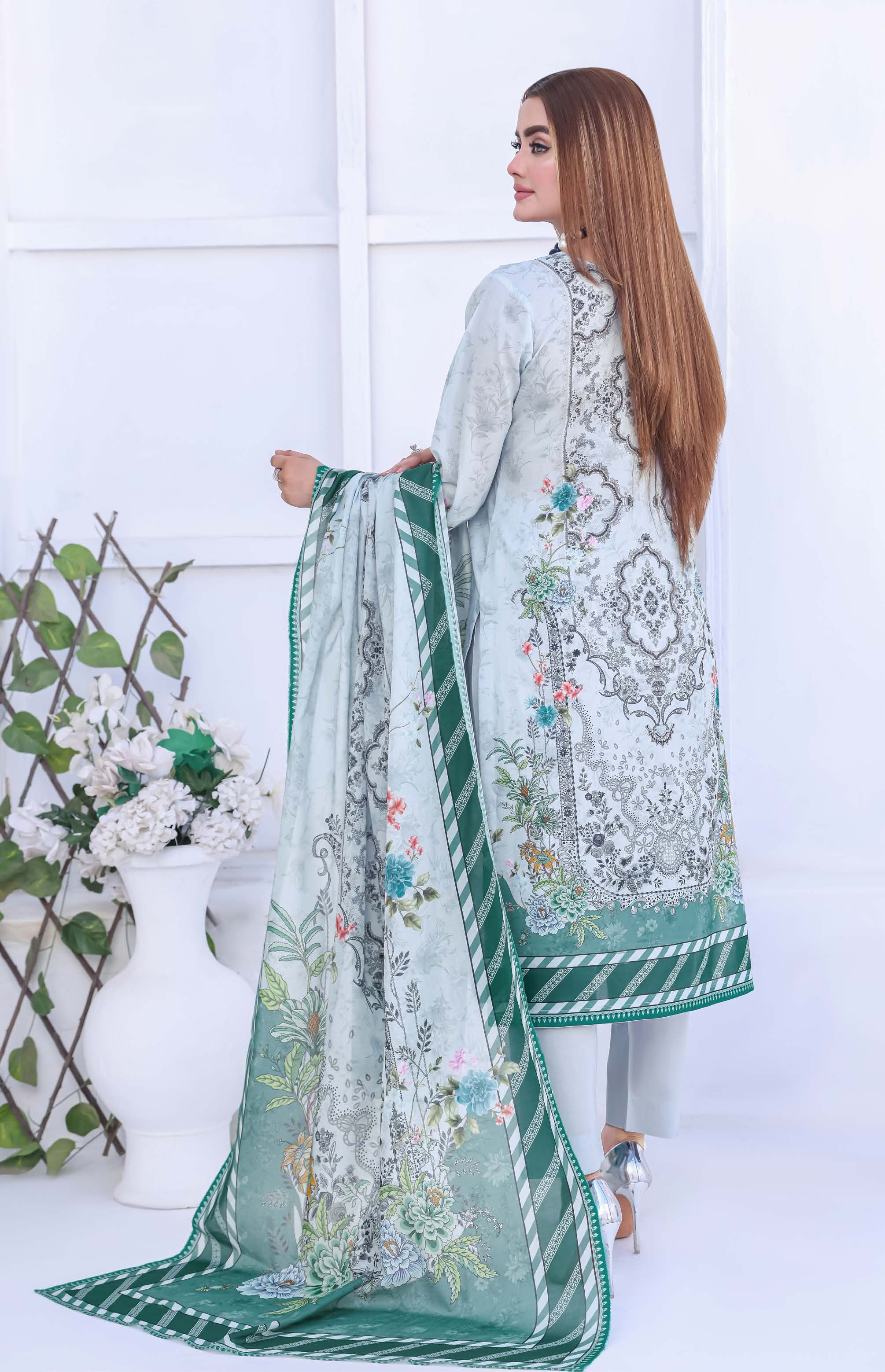 Unstitched 3-Piece Premium Digital Printed Lawn Suite D-06