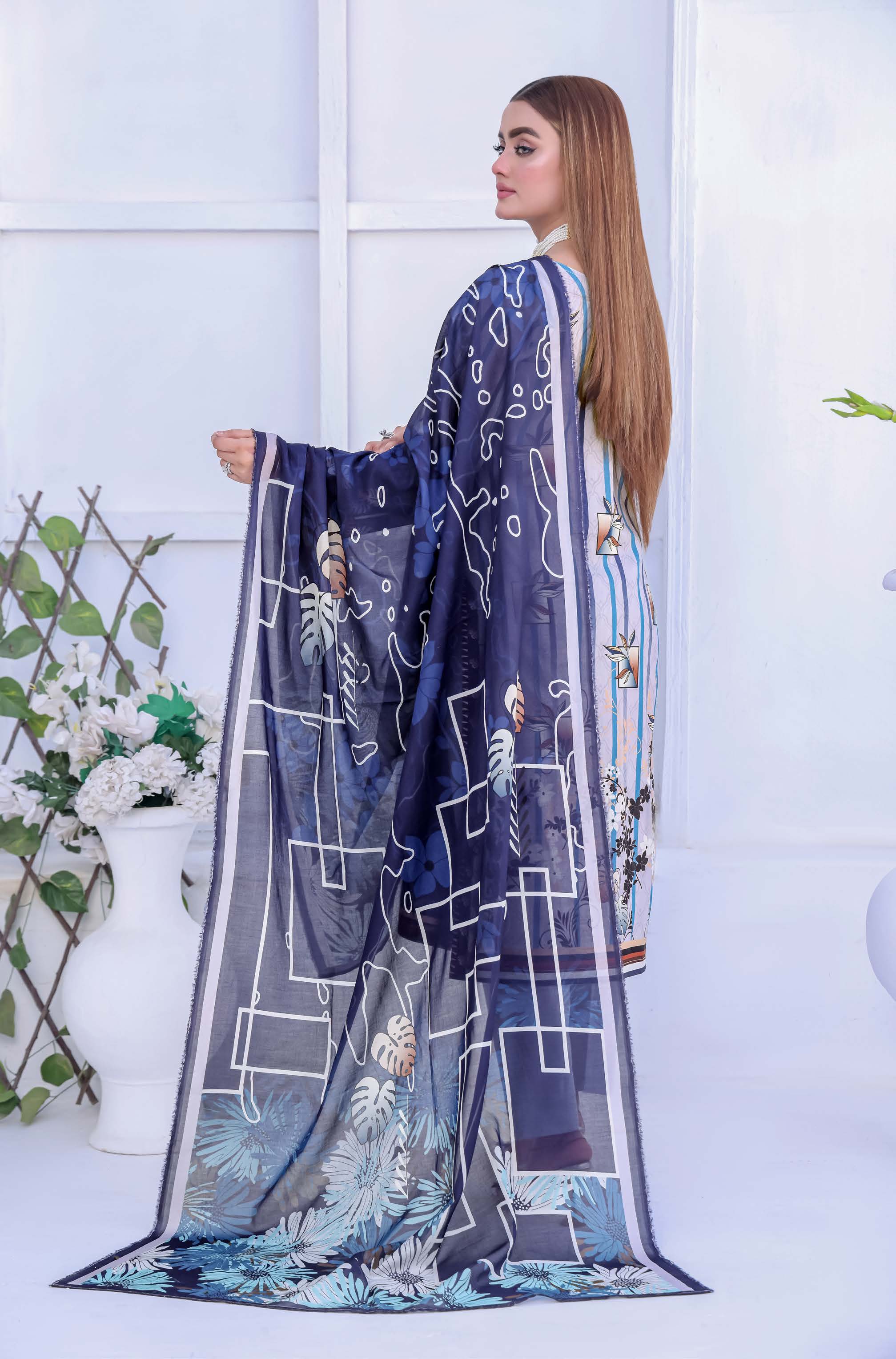 Unstitched 3-Piece Premium Digital Printed Lawn Suite D-07