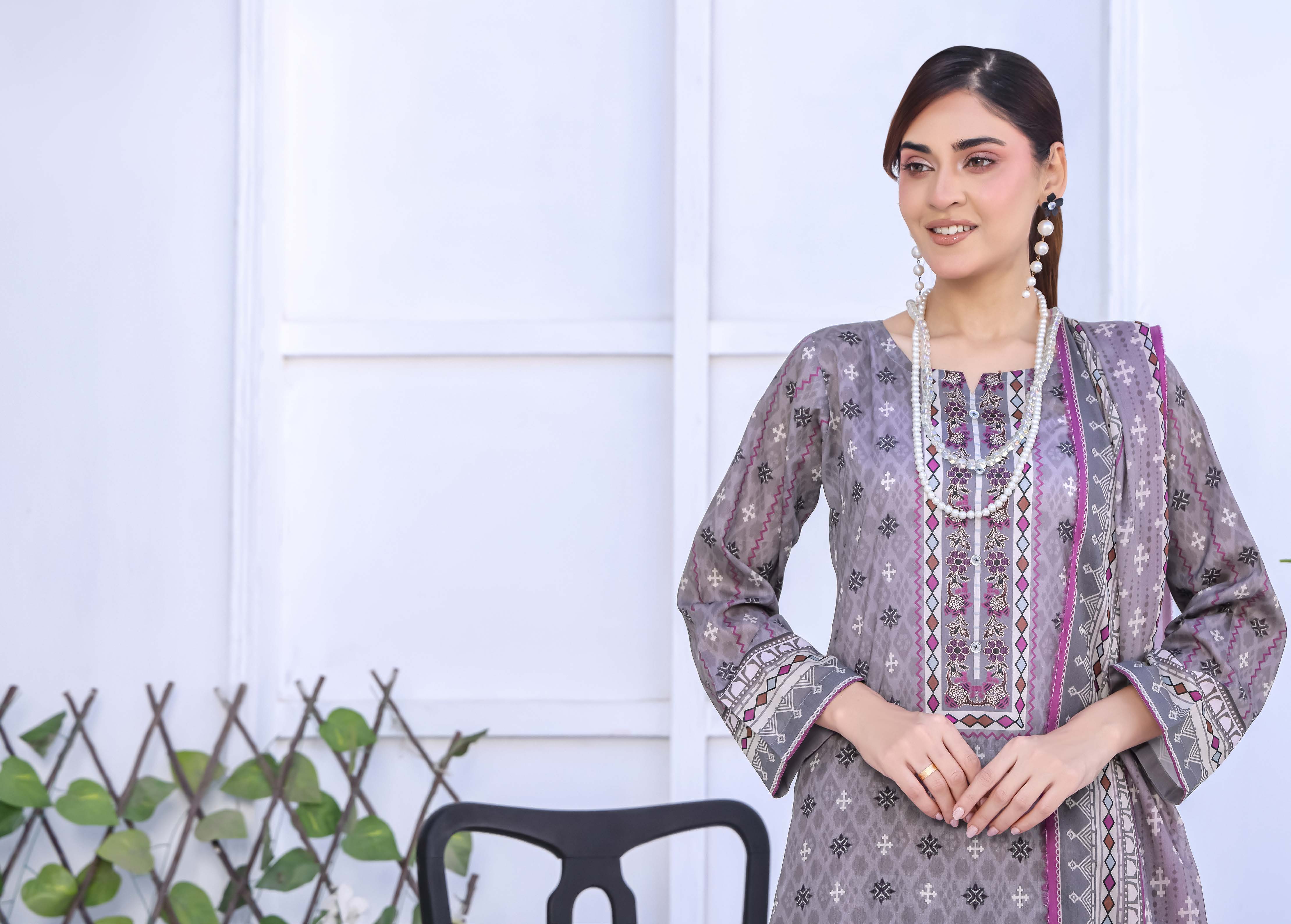 Unstitched 3-Piece Premium Digital Printed Lawn Suite D-10