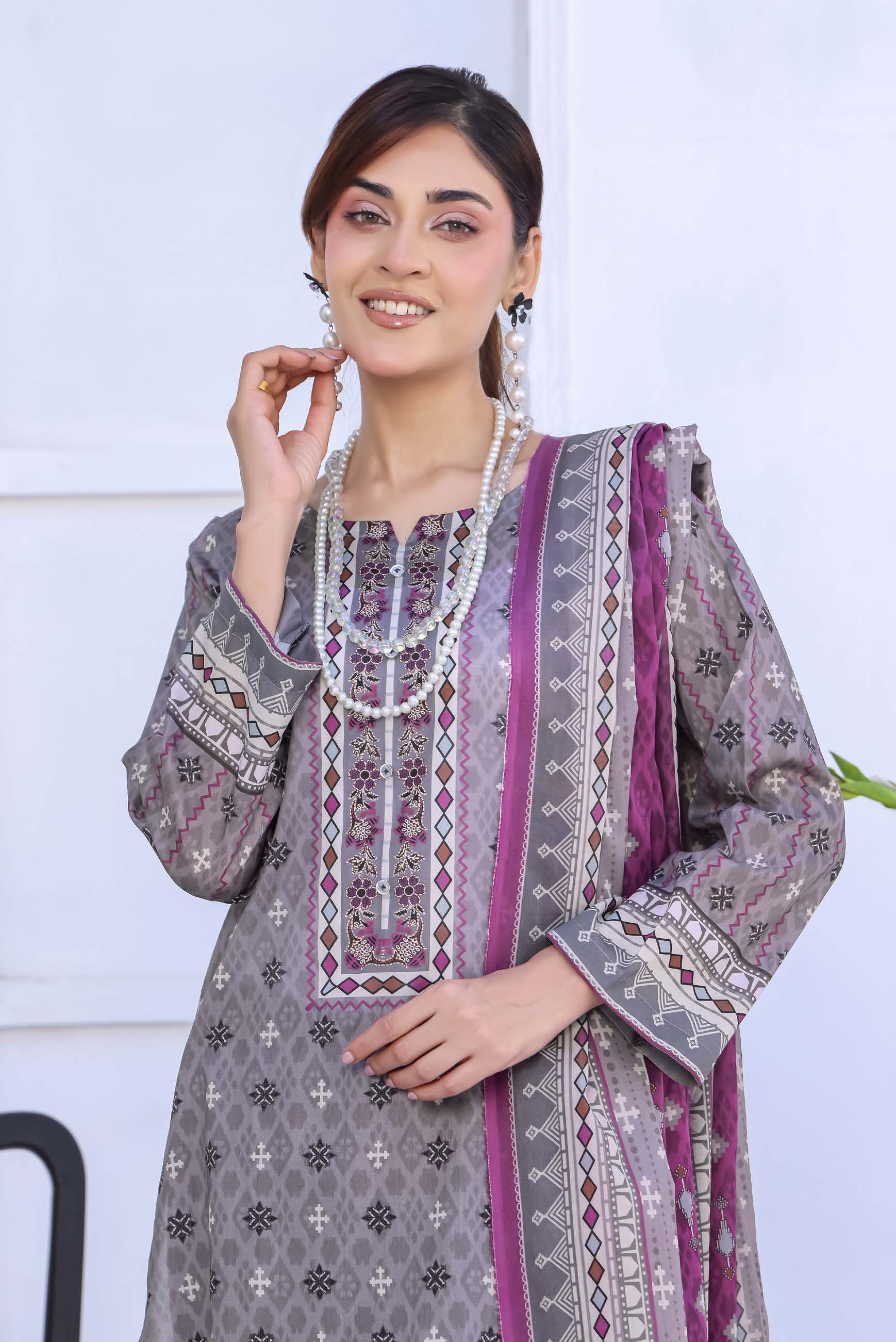 Unstitched 3-Piece Premium Digital Printed Lawn Suite D-10