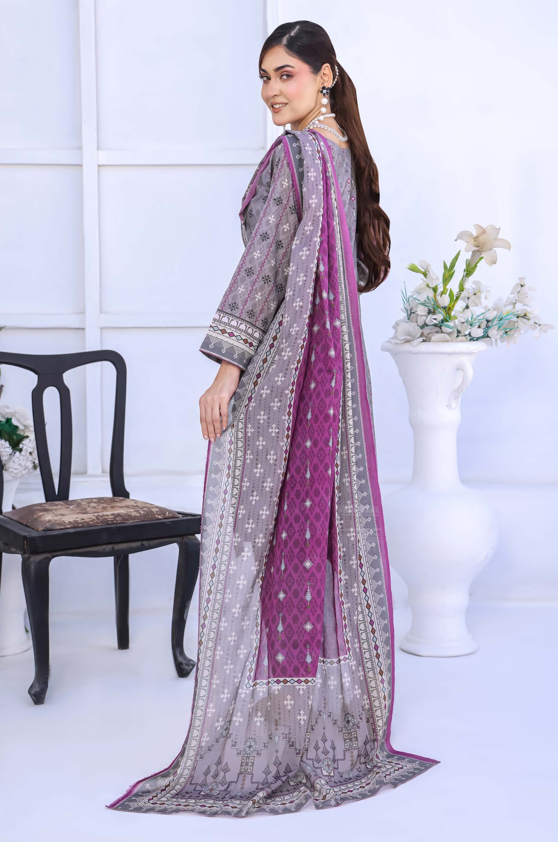 Unstitched 3-Piece Premium Digital Printed Lawn Suite D-10