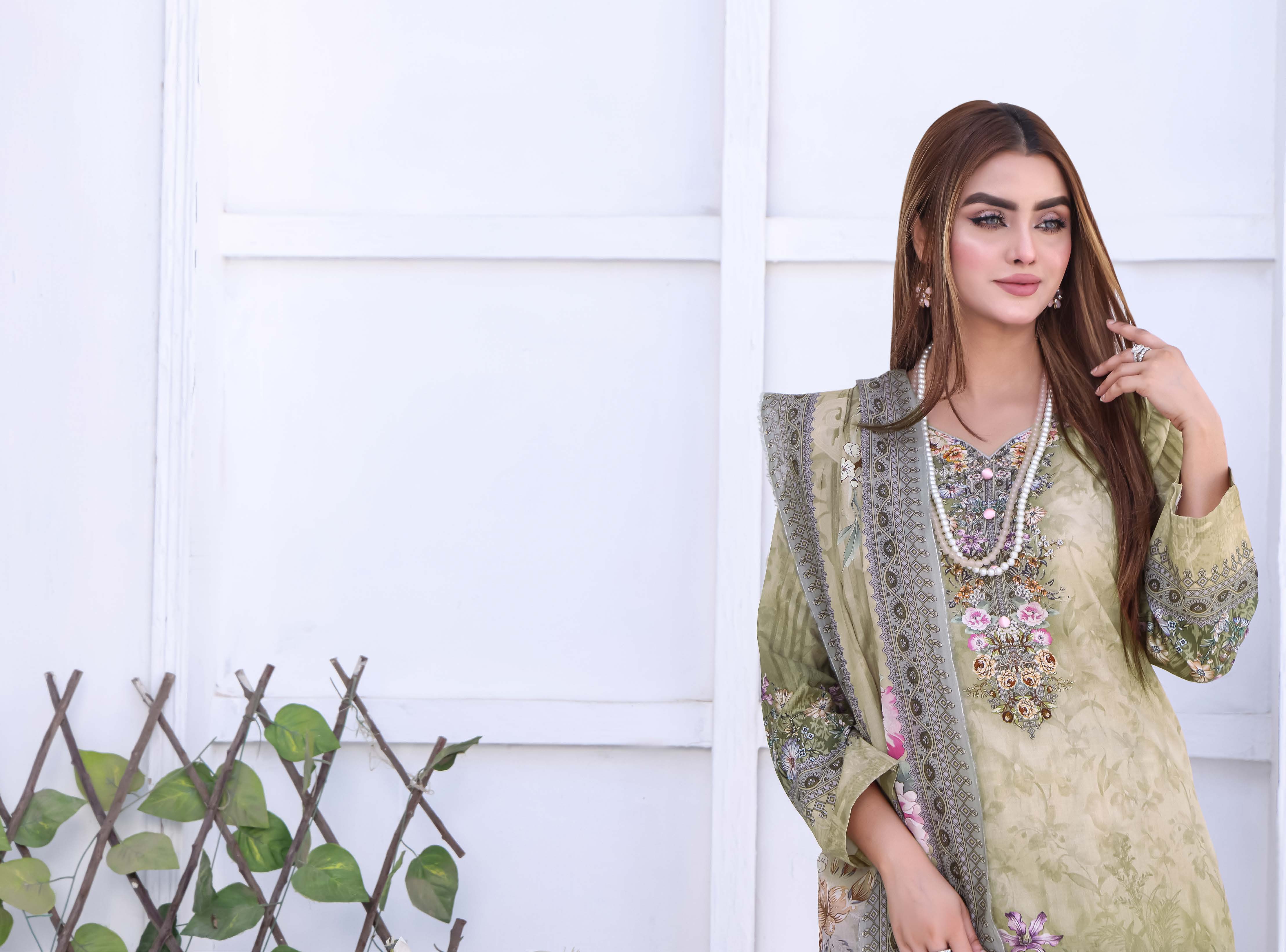 Unstitched 3-Piece Premium Digital Printed Lawn Suite D-11