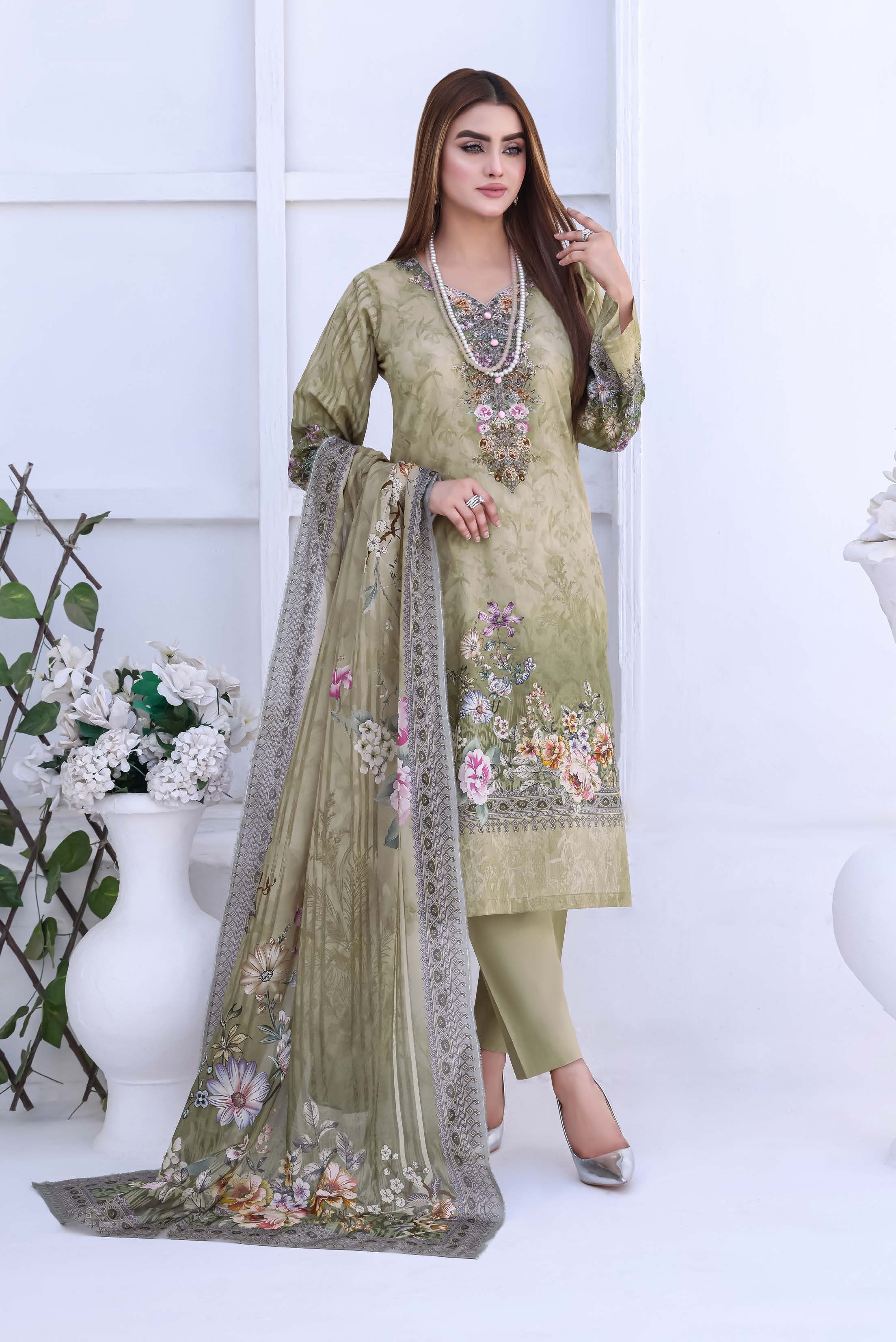 Unstitched 3-Piece Premium Digital Printed Lawn Suite D-11
