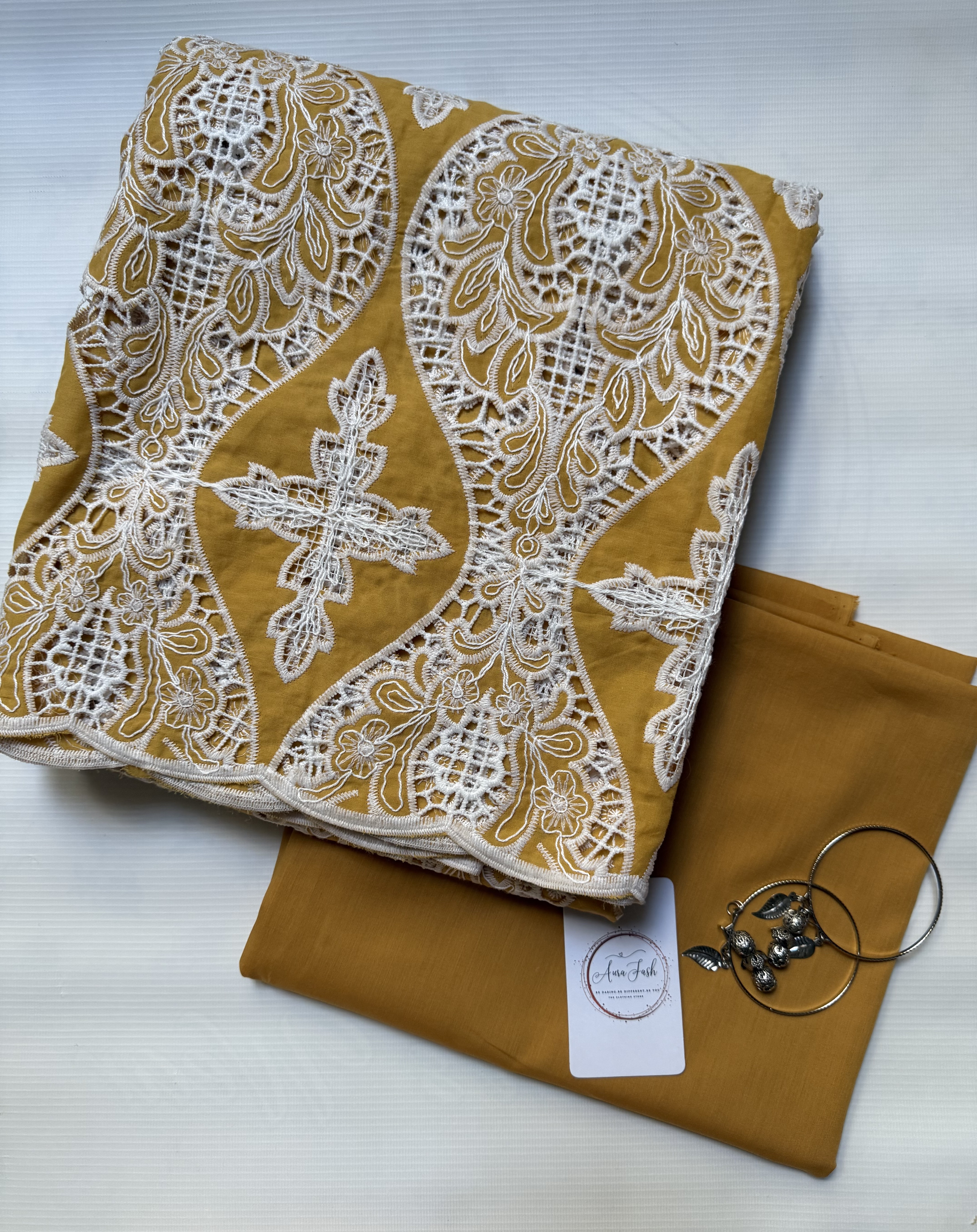 2 Piece Unstitched Crocia Chikankari Suit with Plain Trouser (D3)