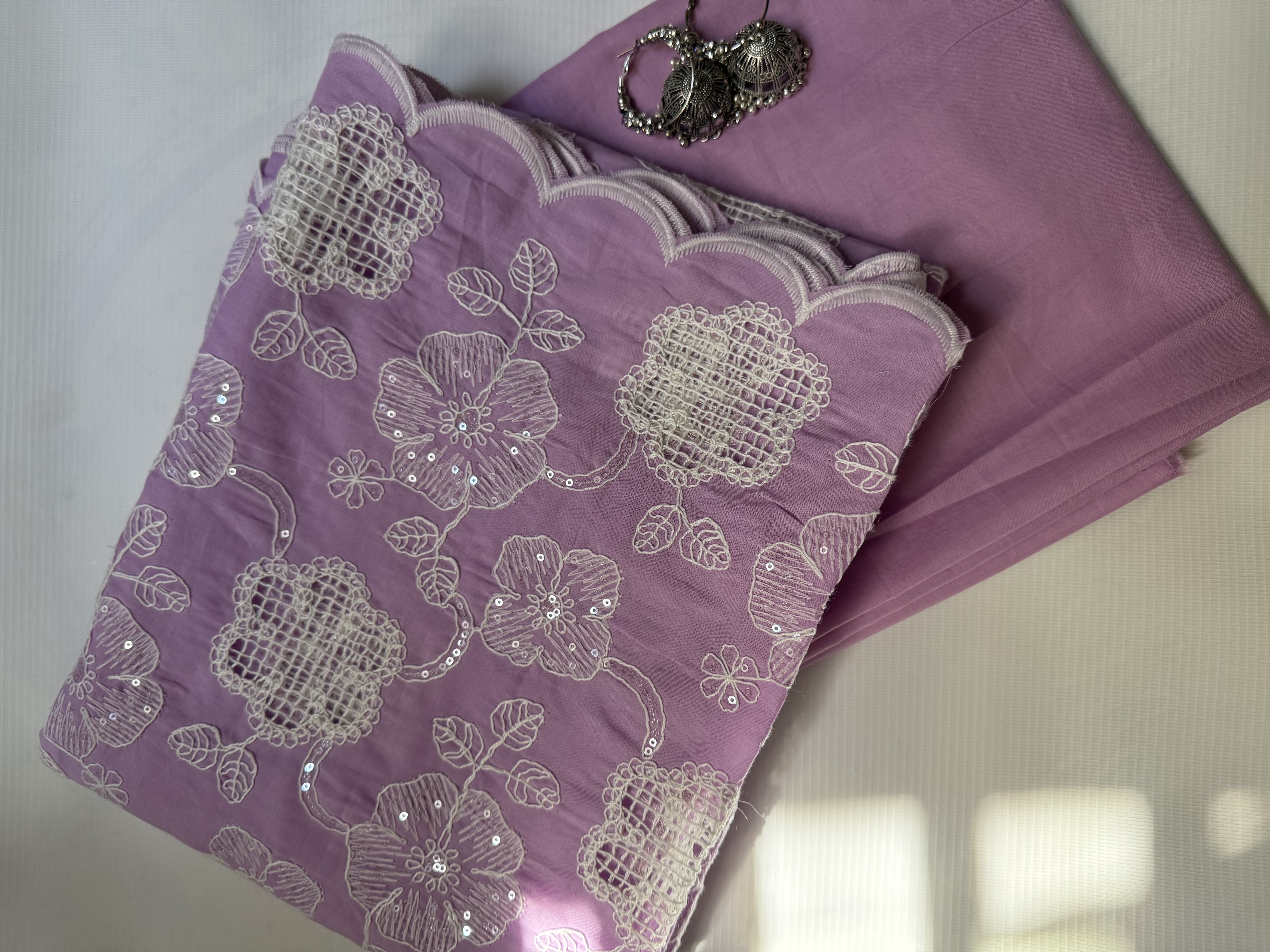 2 Piece Unstitched Crocia Chikankari Suit with Plain Trouser (D6)