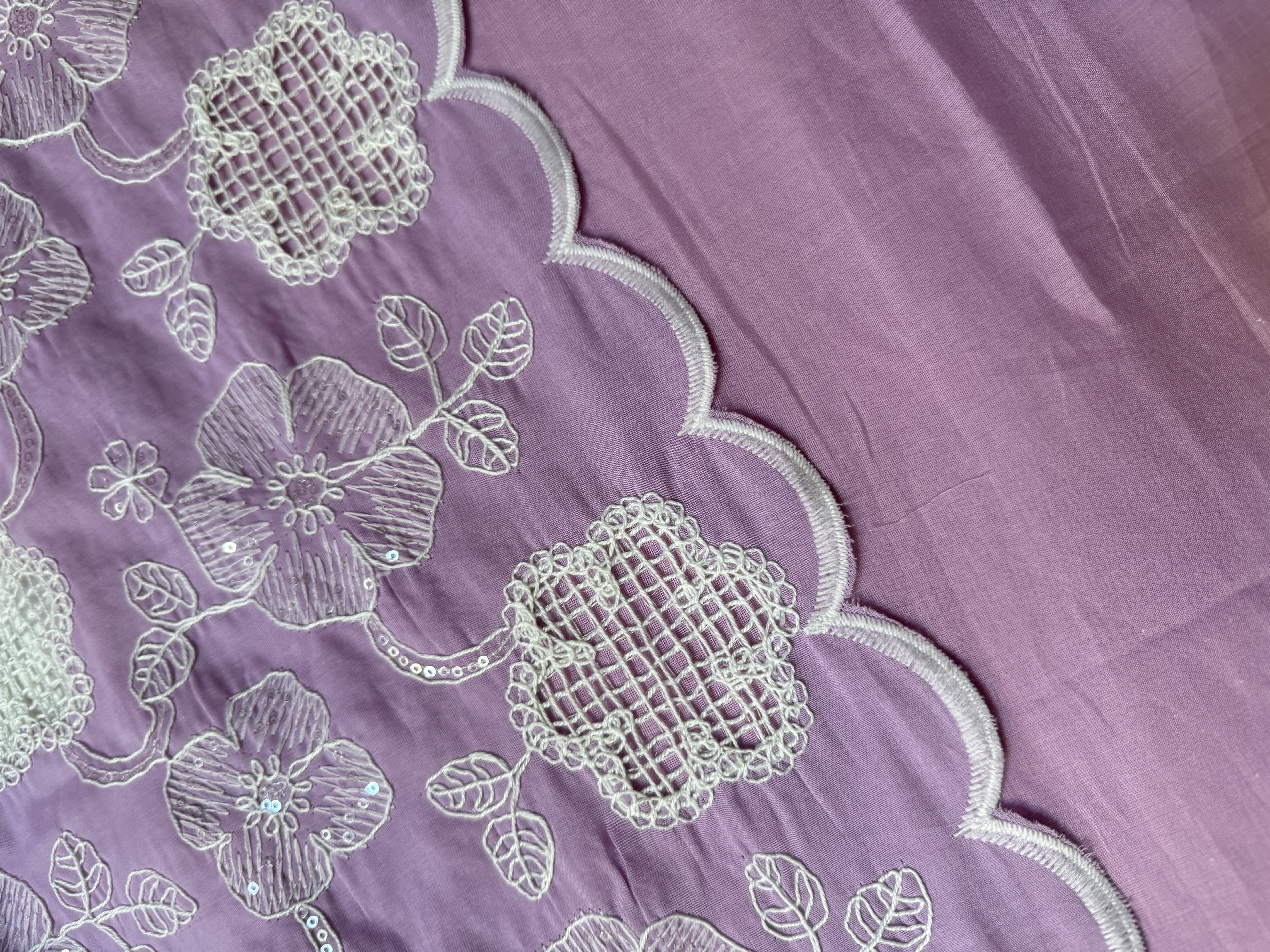 2 Piece Unstitched Crocia Chikankari Suit with Plain Trouser (D6)