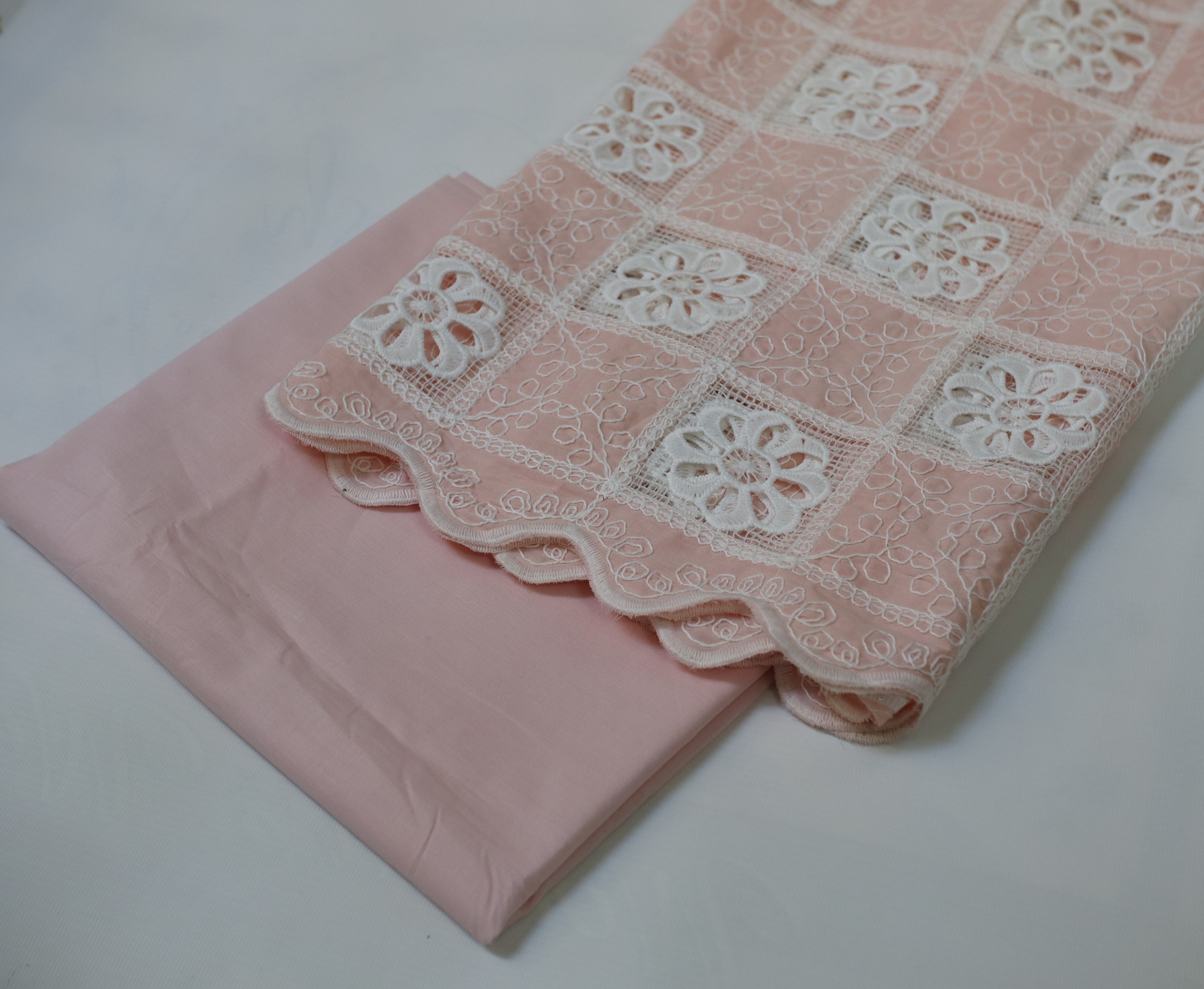 2 Piece Unstitched Crocia Chikankari Suit with Plain Trouser (D1)