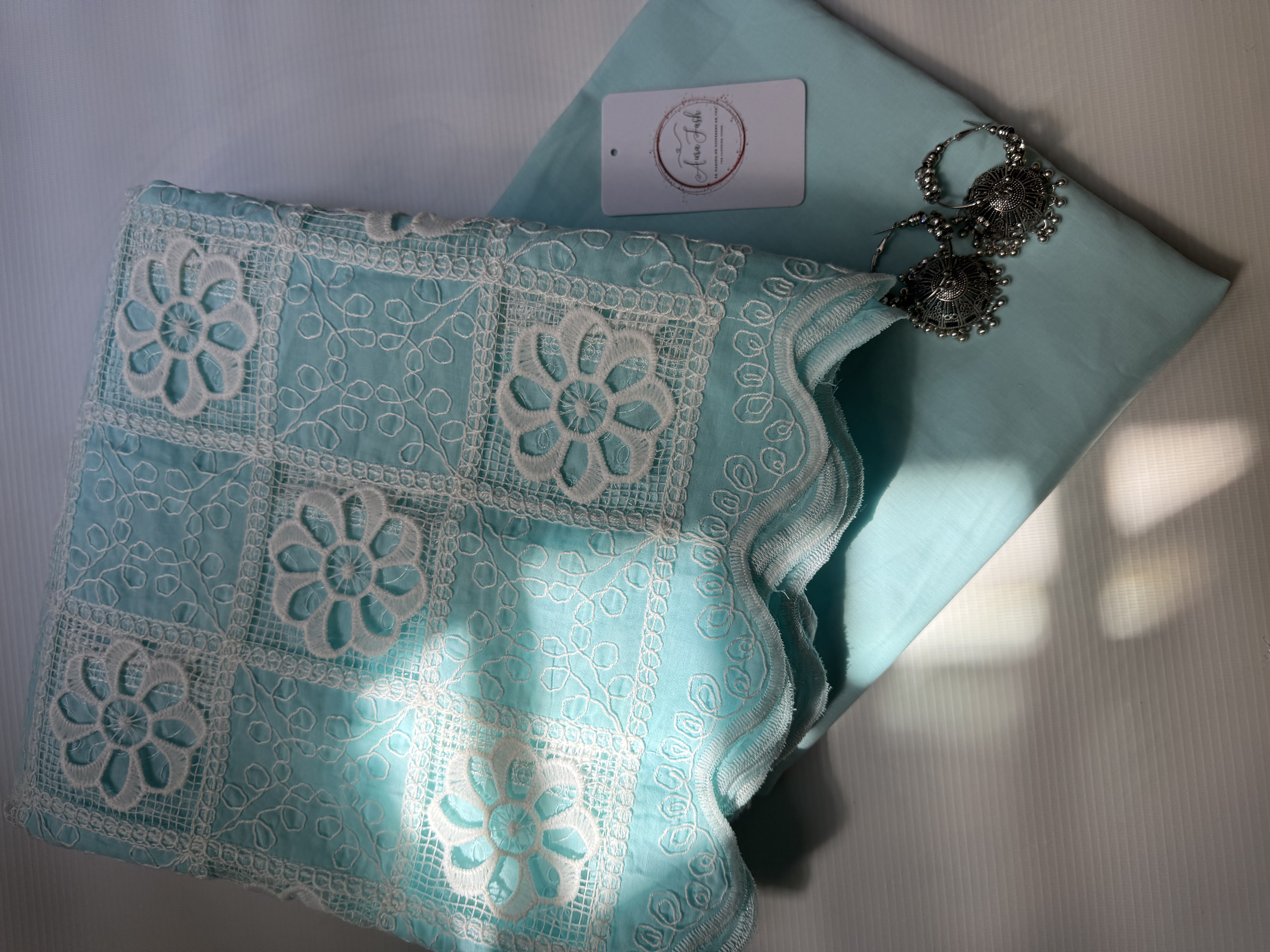 2 Piece Unstitched Crocia Chikankari Suit with Plain Trouser (D5)