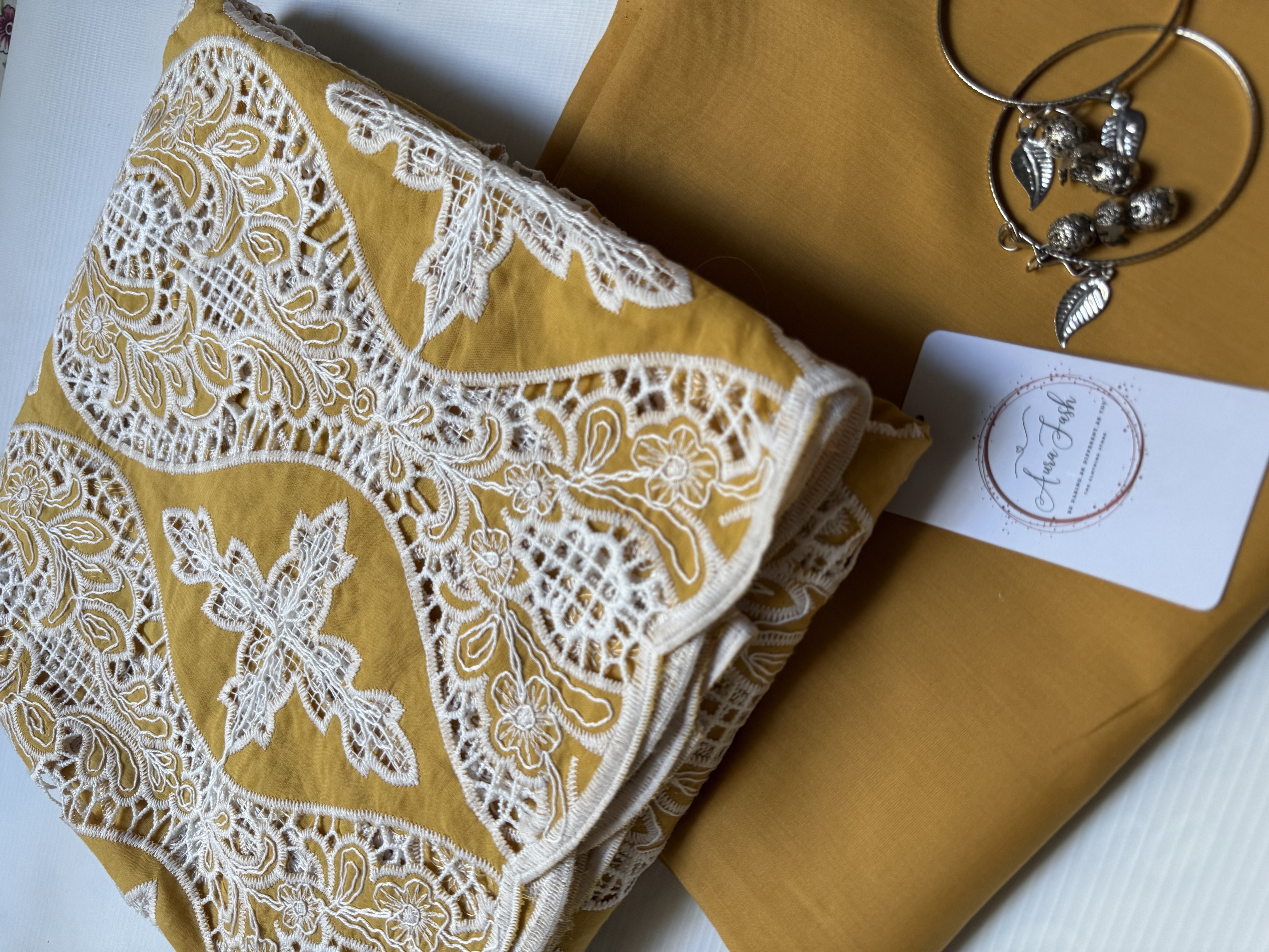 2 Piece Unstitched Crocia Chikankari Suit with Plain Trouser (D3)