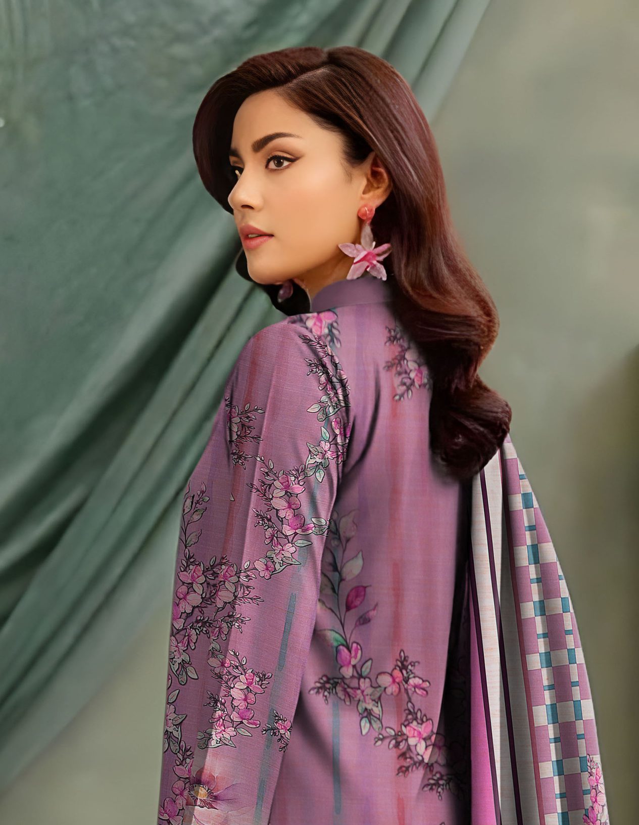 3-Piece Unstitched Exclusive Digital Print Staple Zari Slub (D-8)