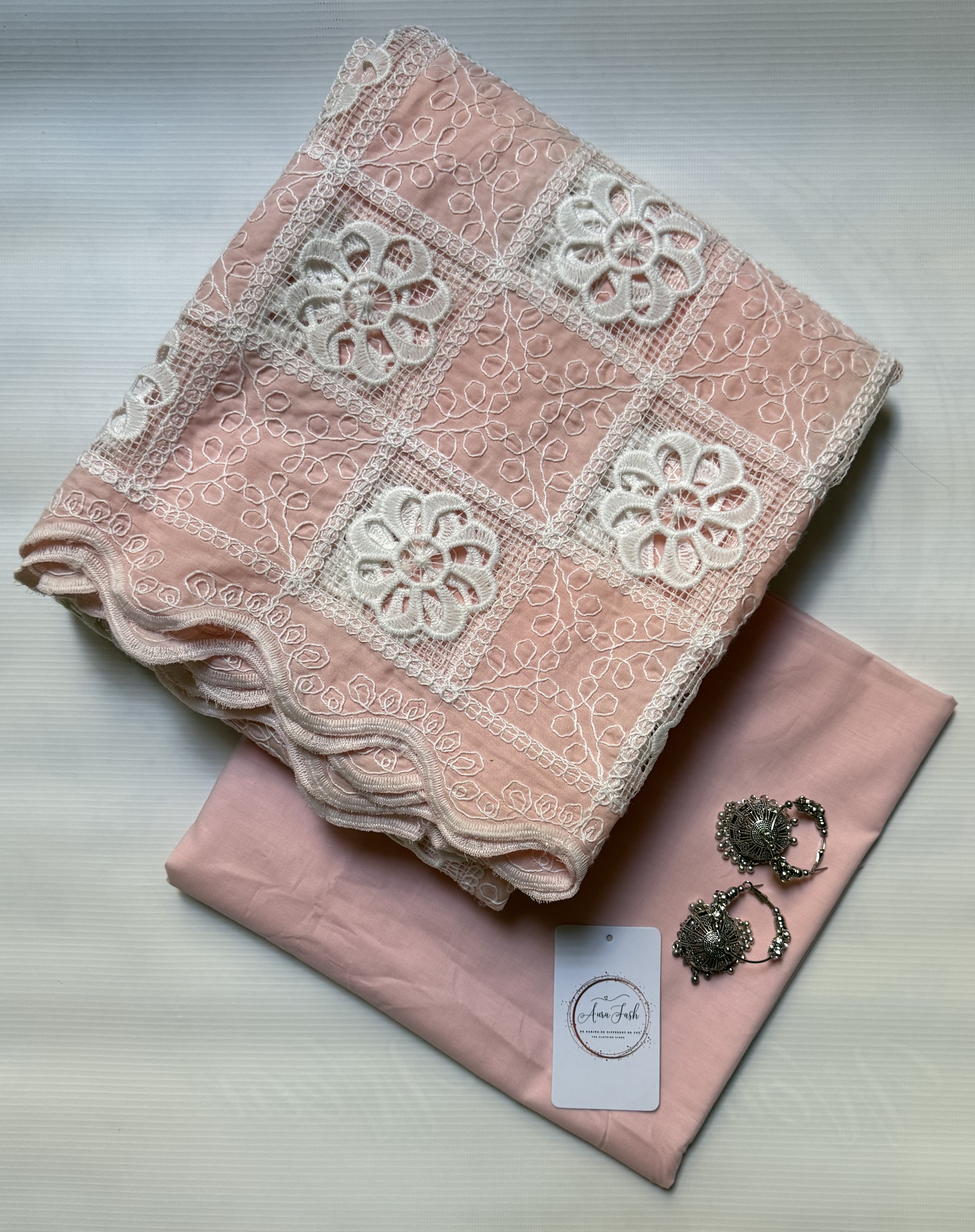 2 Piece Unstitched Crocia Chikankari Suit with Plain Trouser (D1)