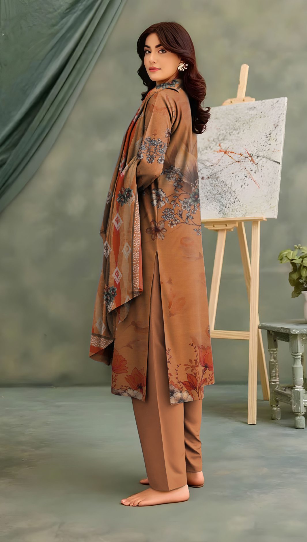 3-Piece Unstitched Exclusive Digital Print Staple Zari Slub (D-3)