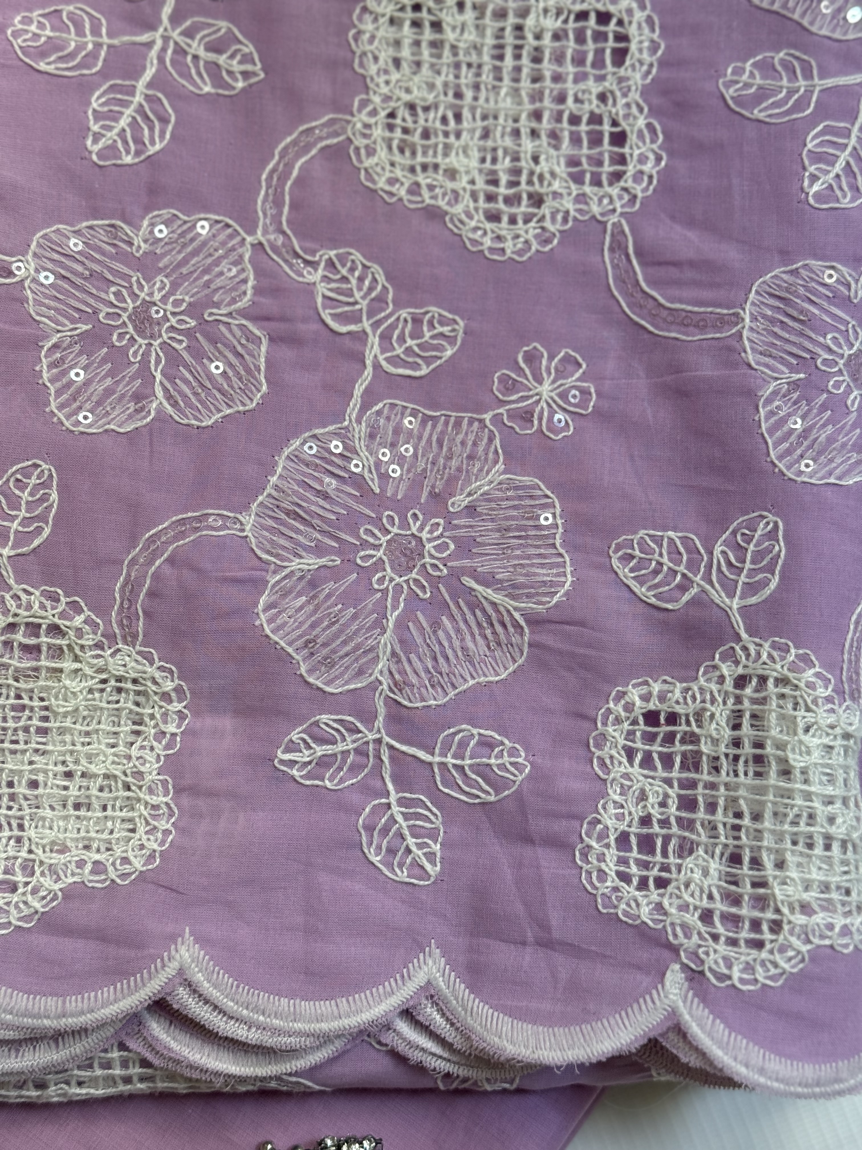 2 Piece Unstitched Crocia Chikankari Suit with Plain Trouser (D6)