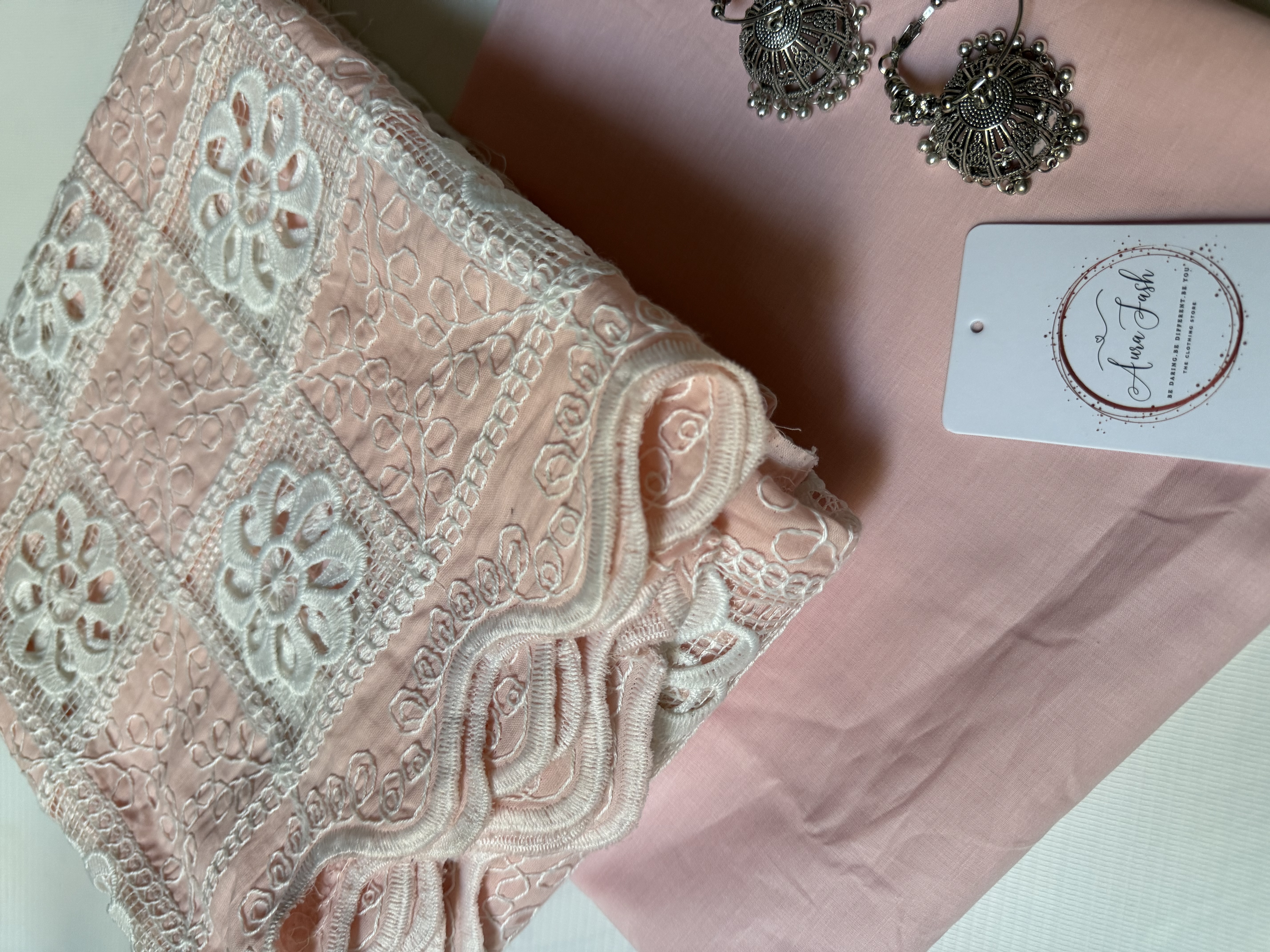 2 Piece Unstitched Crocia Chikankari Suit with Plain Trouser (D1)