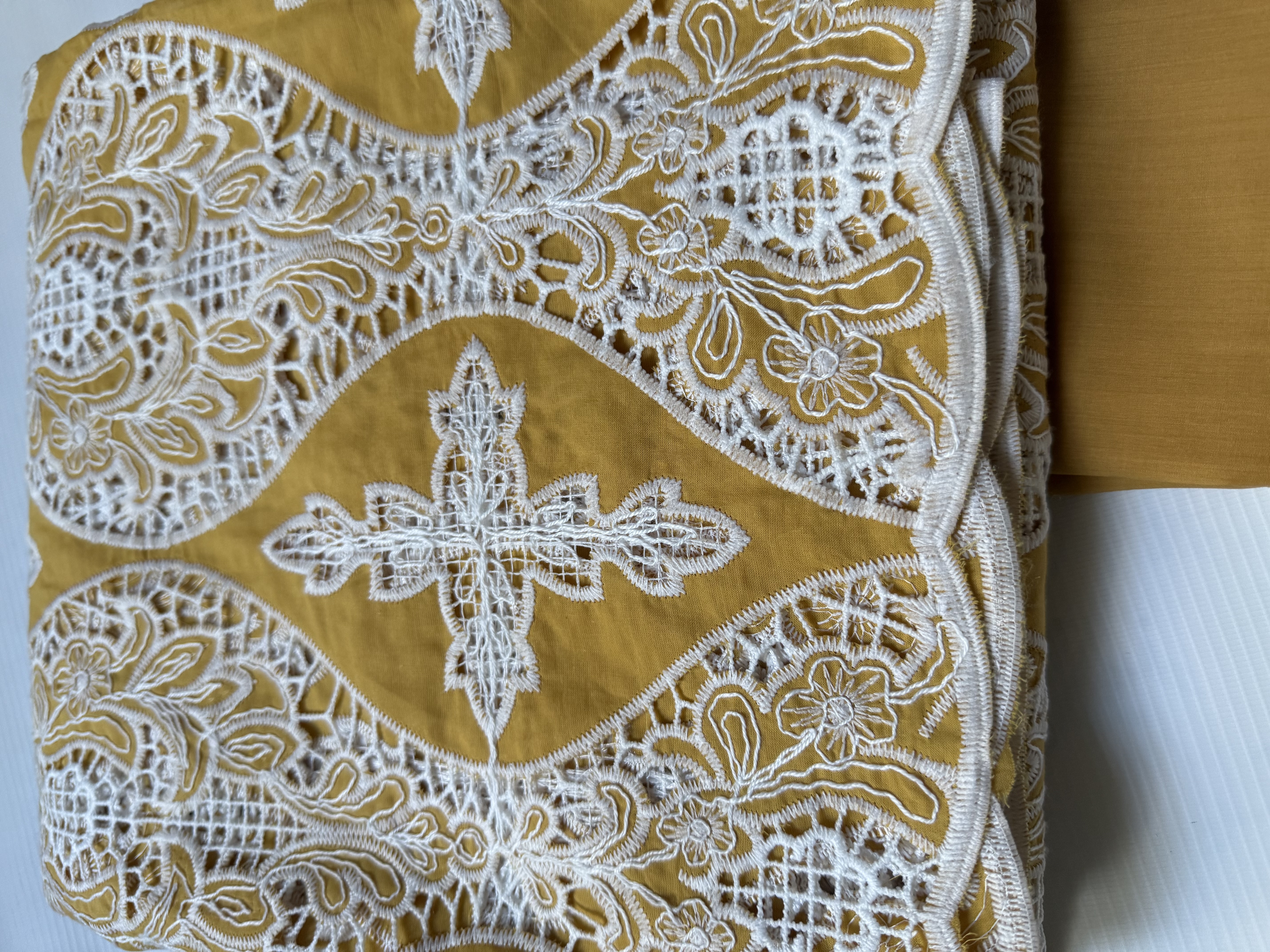 2 Piece Unstitched Crocia Chikankari Suit with Plain Trouser (D3)