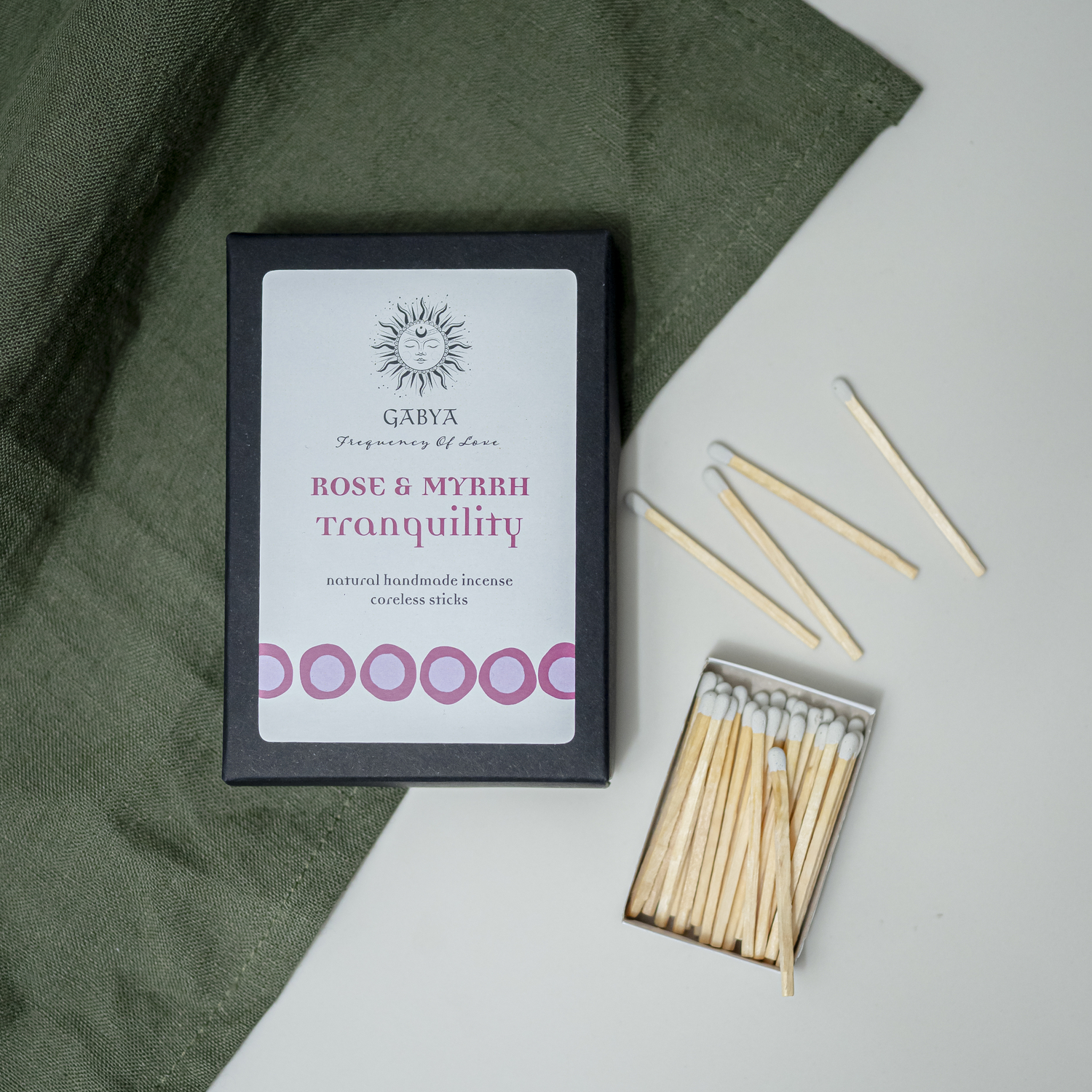 GABYA natūralūs rankų darbo smilkalai | ROSE & MYRRH TRANQUILITY