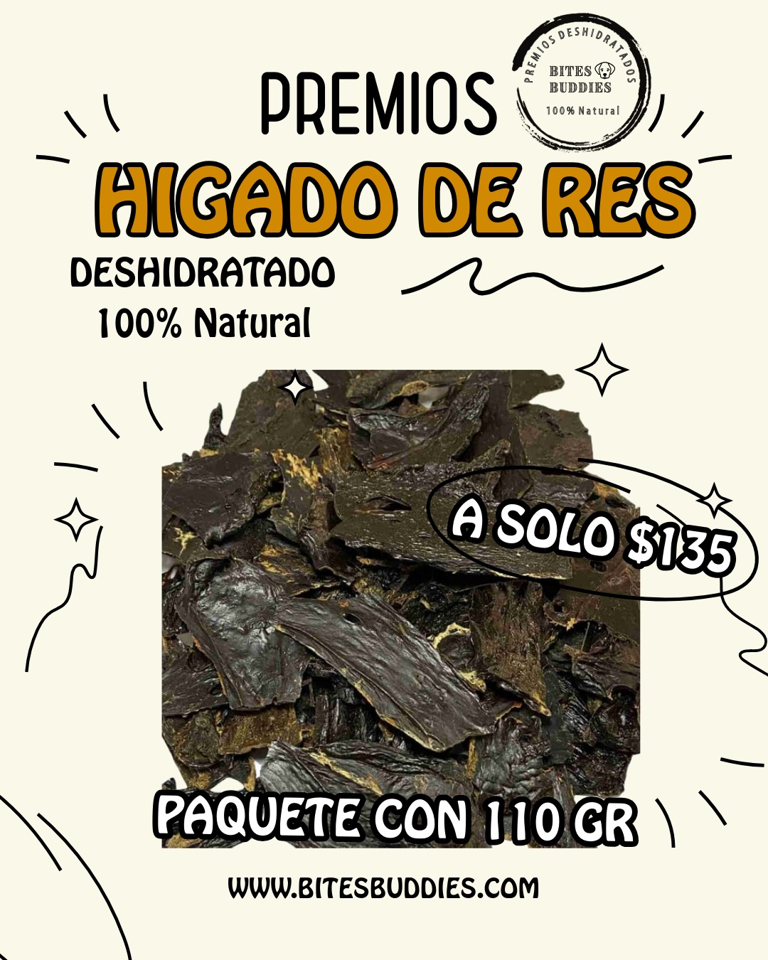 Hígado de res deshidratado