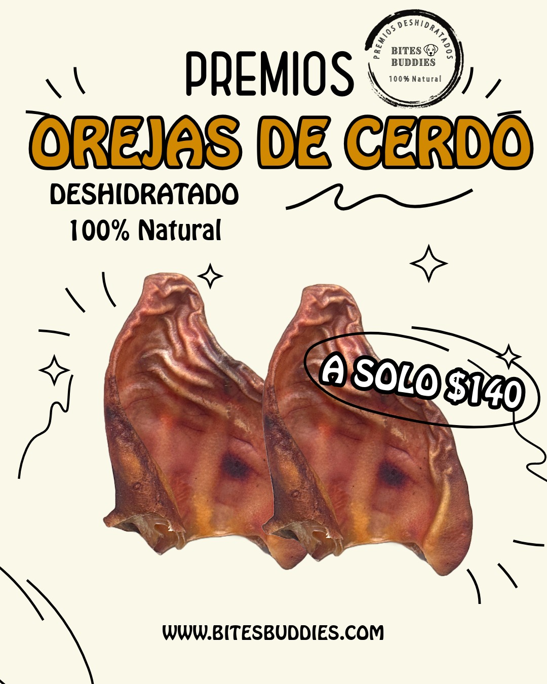 Orejas de cerdo deshidratado 2 pz
