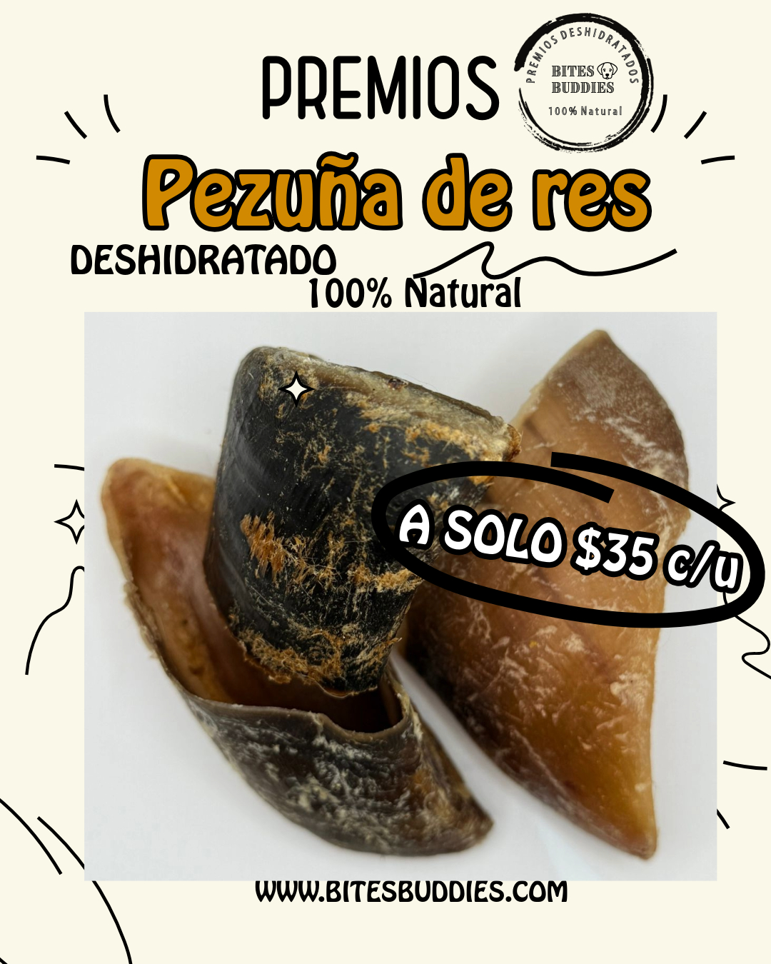 Pezuñas de res naturales para perros