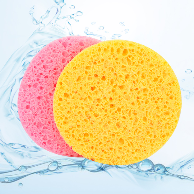 Wood pulp facial sponges