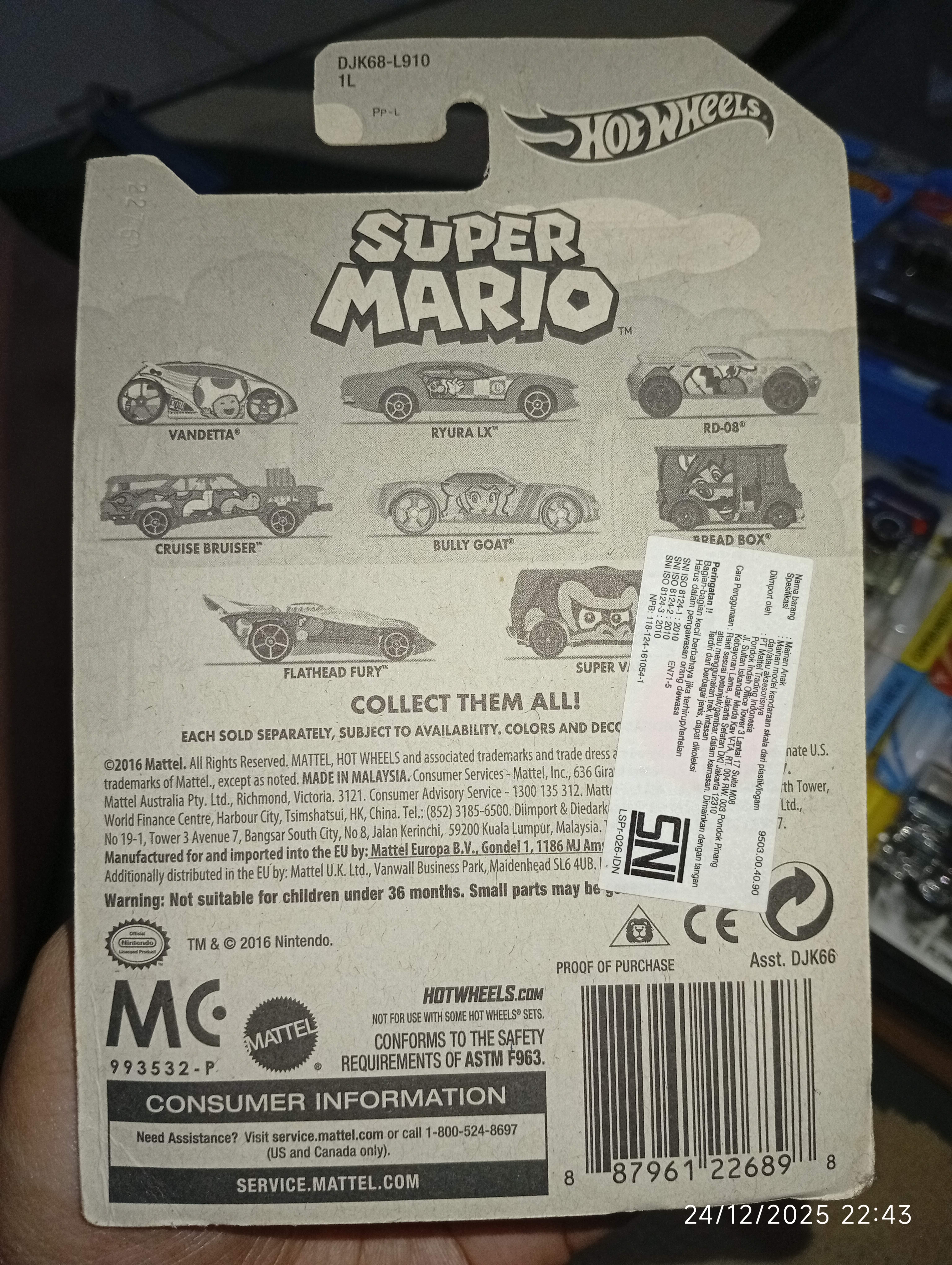 Hot Wheels Super Mario Toad Car