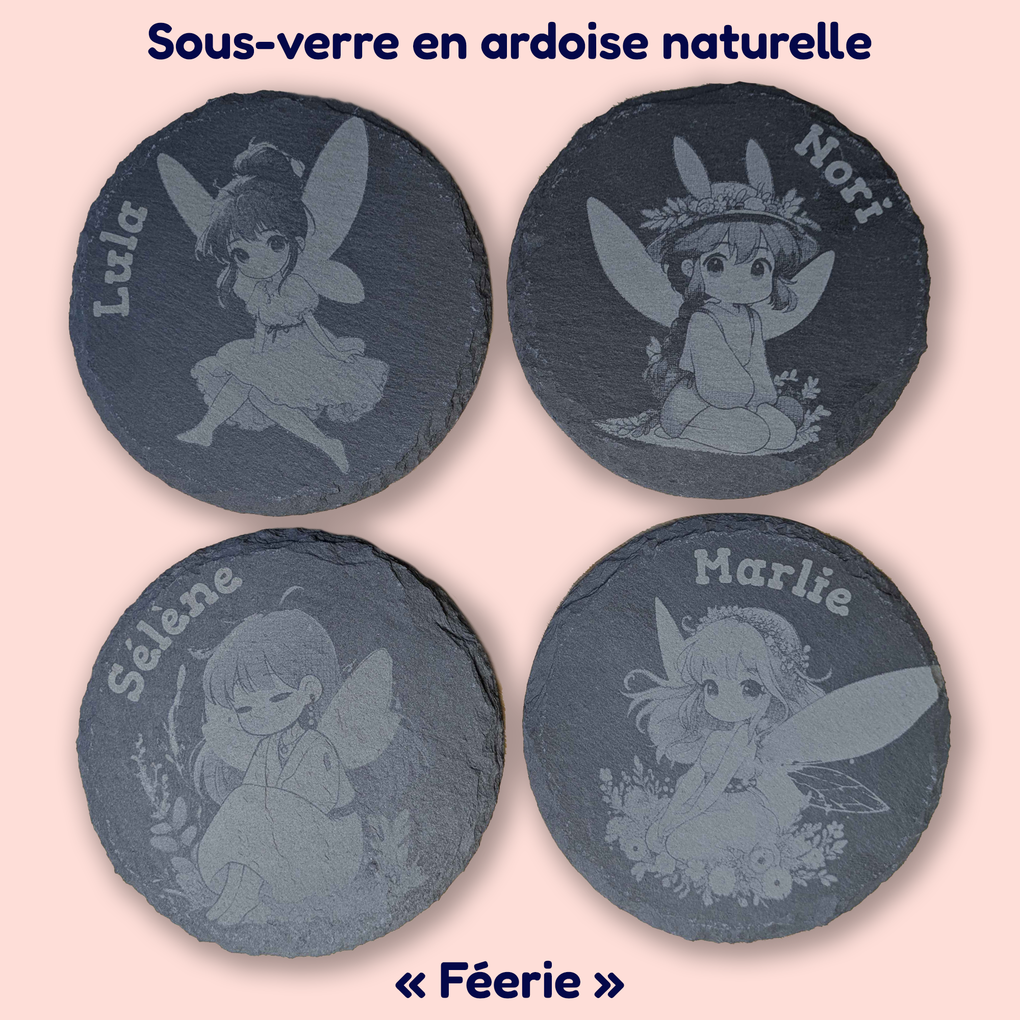 Sous-verre ardoise, 4pcs