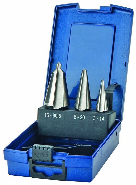 Conische plaatboren set RVS, 3-delig