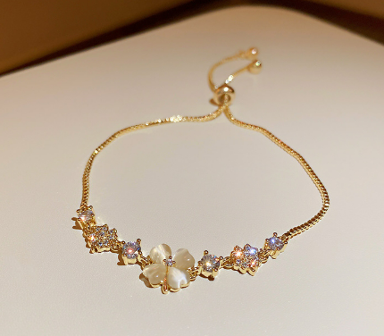 Golden Floral Crystal Bracelet