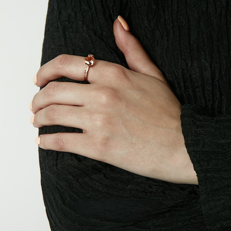 Rose Gold Heart Crystal Ring