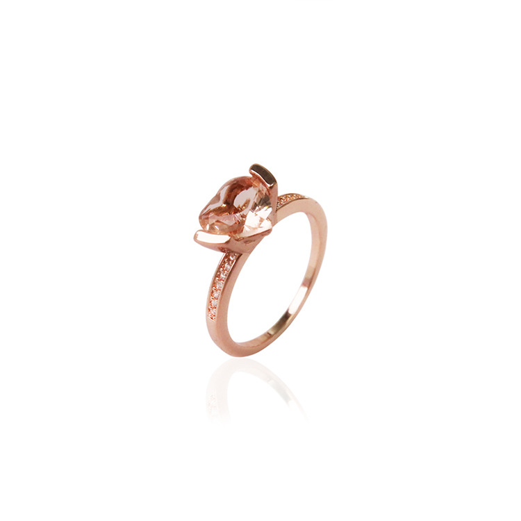 Rose Gold Heart Crystal Ring