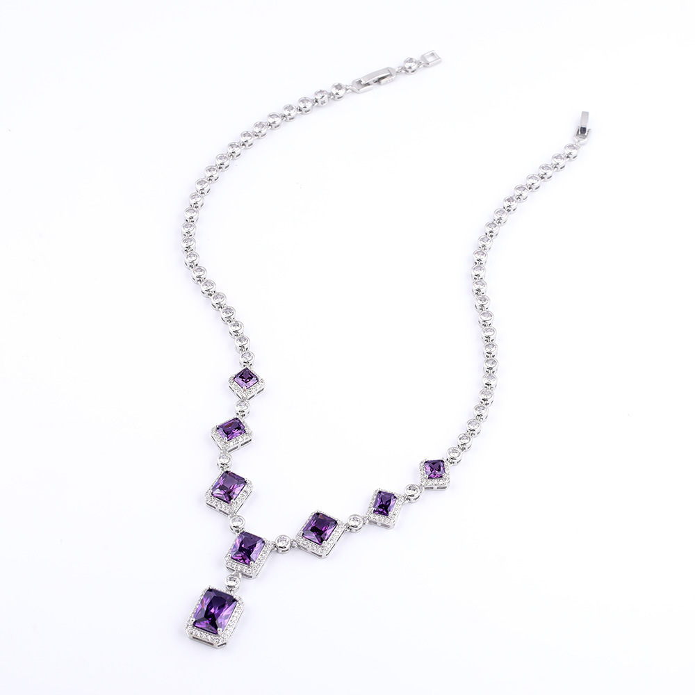 Luxury Rectangular-Cut Zircon Necklace 