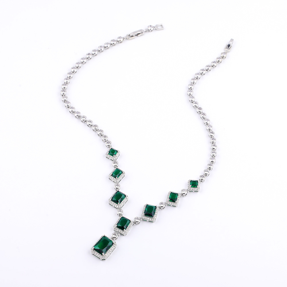 Luxury Rectangular-Cut Zircon Necklace 