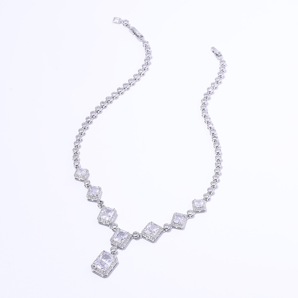 Luxury Rectangular-Cut Zircon Necklace 