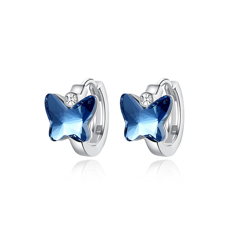 S925 Silver Butterfly Crystal Earrings