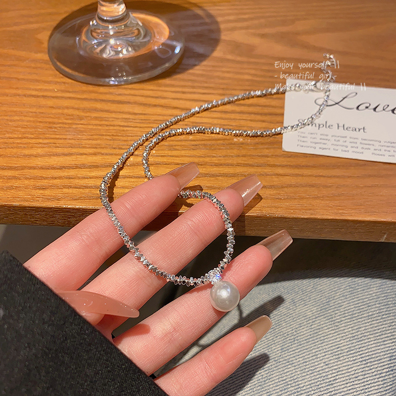 Elegant Silver Pearl Pendant Necklace