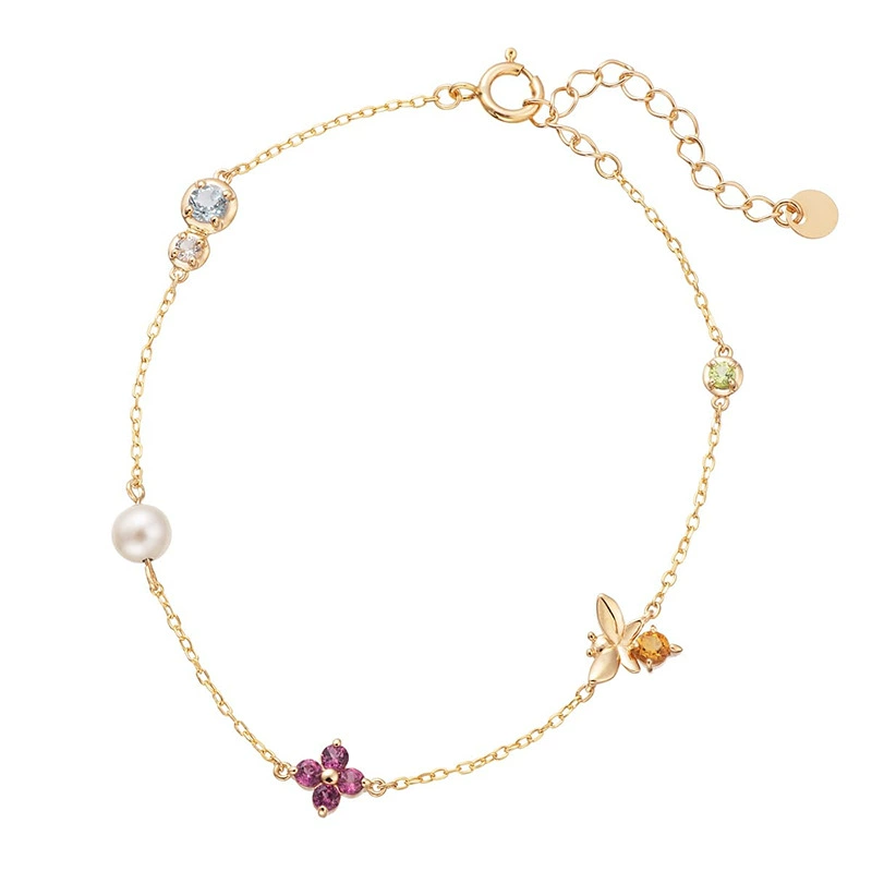 Florette – Multi-Stone Bee & Blossom Bracelet