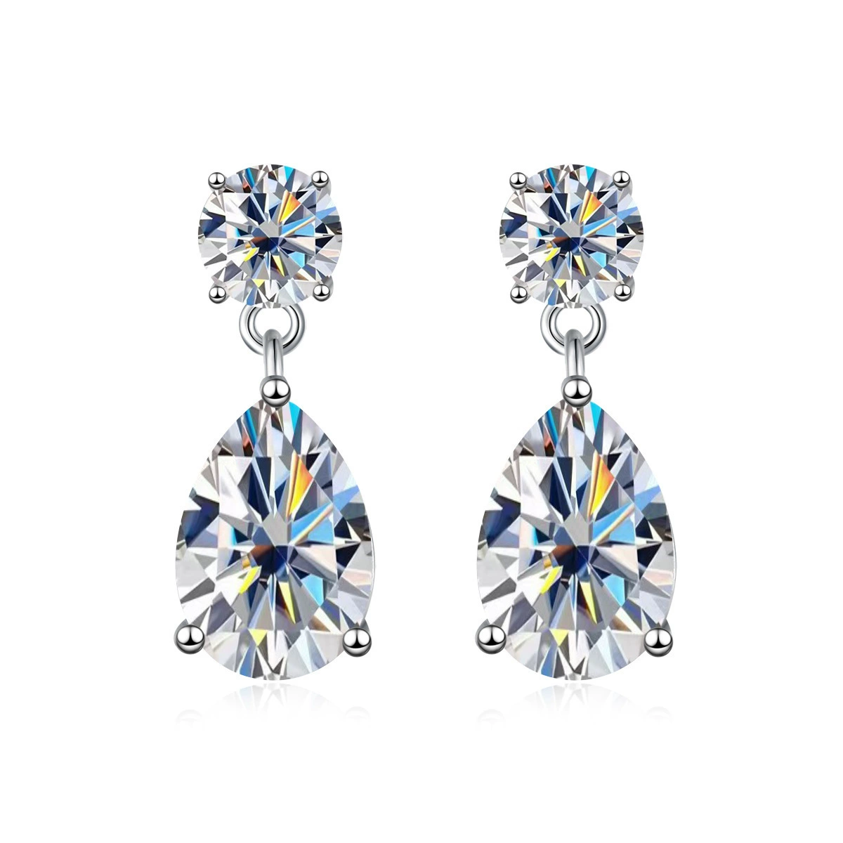 Aurora Droplet – Moissanite Teardrop Earrings