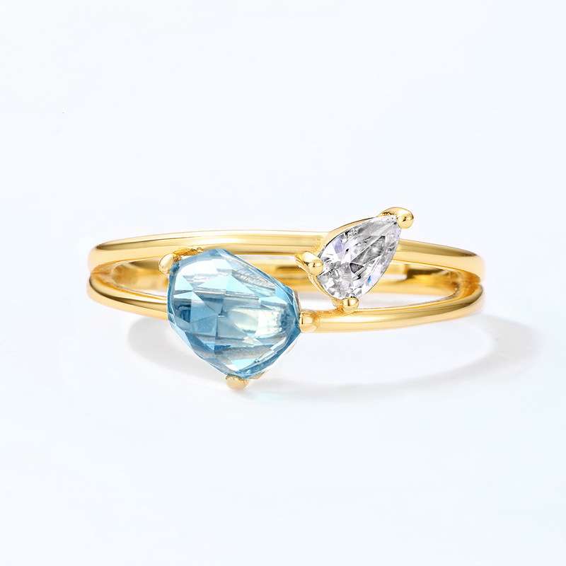 Aurora – London Blue Topaz Dual Stone Ring