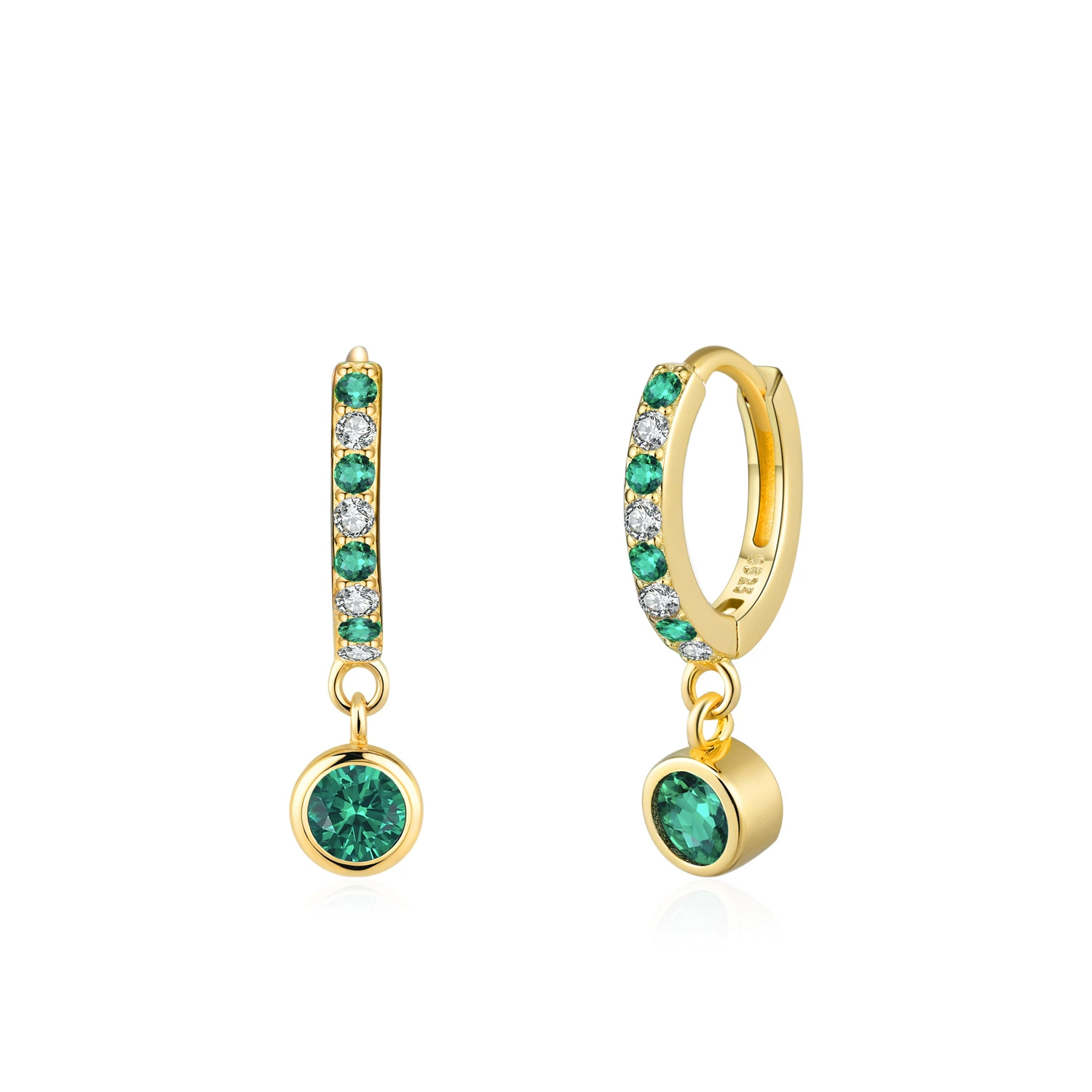 Emeralda –  Green & White Zircon Hoop Earrings