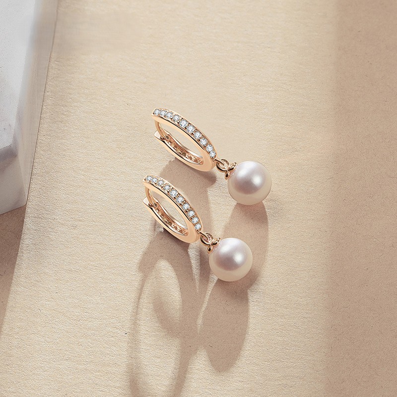 Aurelia – Pearl Drop Hoop Earrings