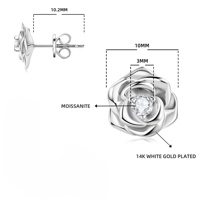 Rosélie Moissanite Rose Stud Earrings