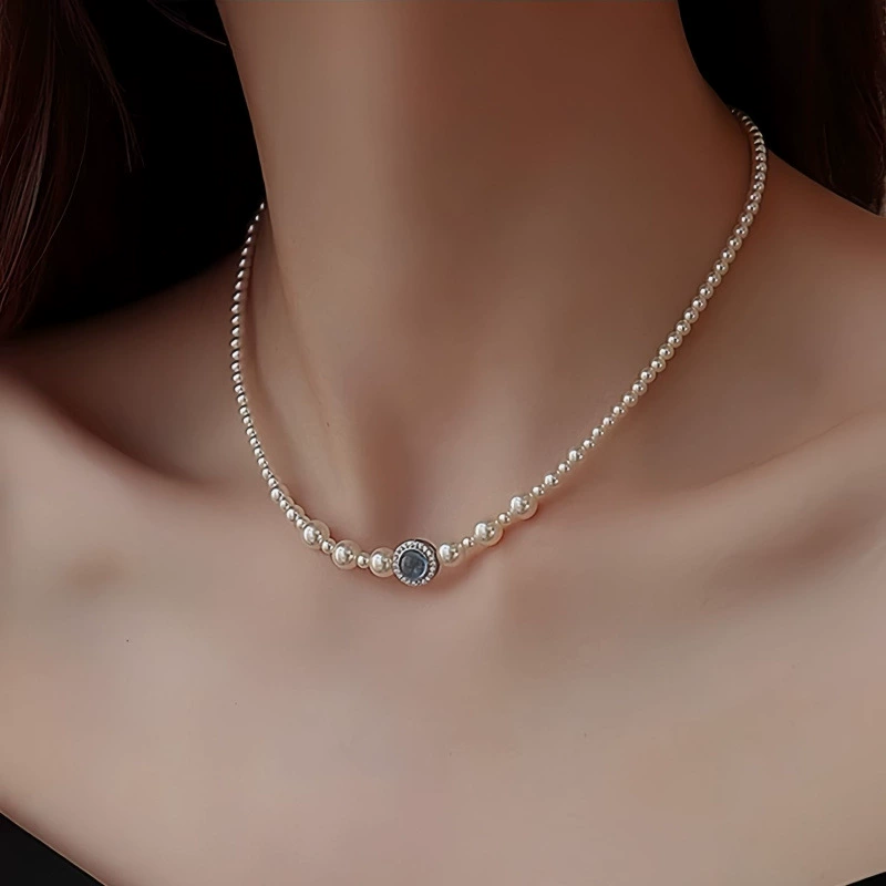 Aqua Poise – Pearl & Aquamarine Harmony Necklace